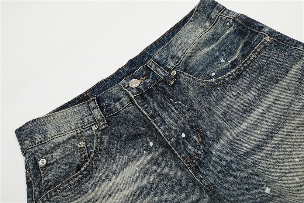 Vintage Men's ink-splashed vintage washed distressed scimitar jeans Size US 32 / EU 48 - 3 Thumbnail