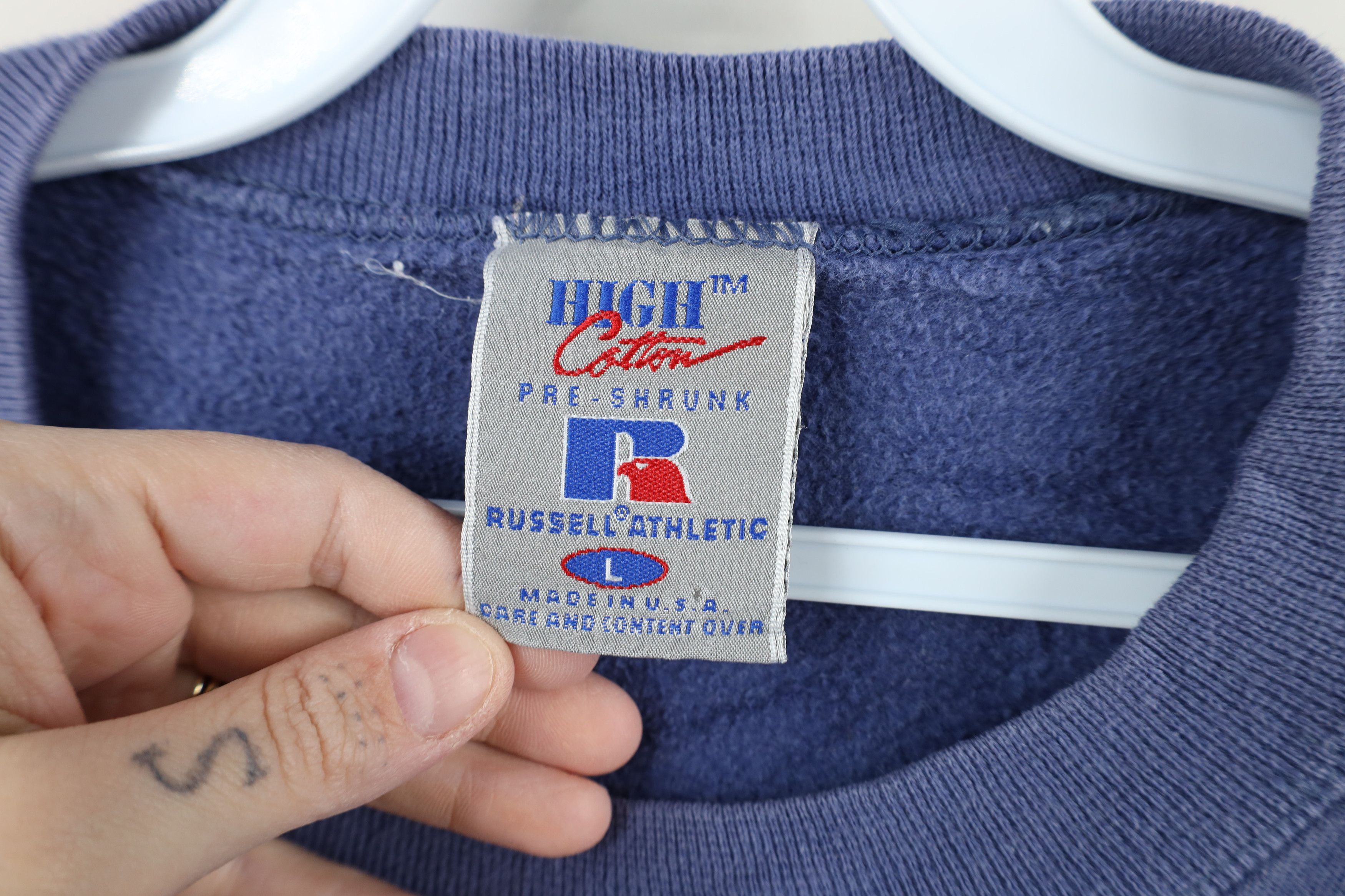 Russell Athletic × Vintage Vintage 90s Russell Athletic Faded Blank Sweatshirt Blue USA Size US L / EU 52-54 / 3 - 8 Thumbnail