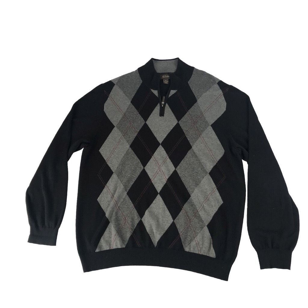 Tasso Elba Tasso Elba Women’s Black and Gray Diamond Pattern Cardigan P Size US XXL / EU 58 / 5 - 1 Thumbnail