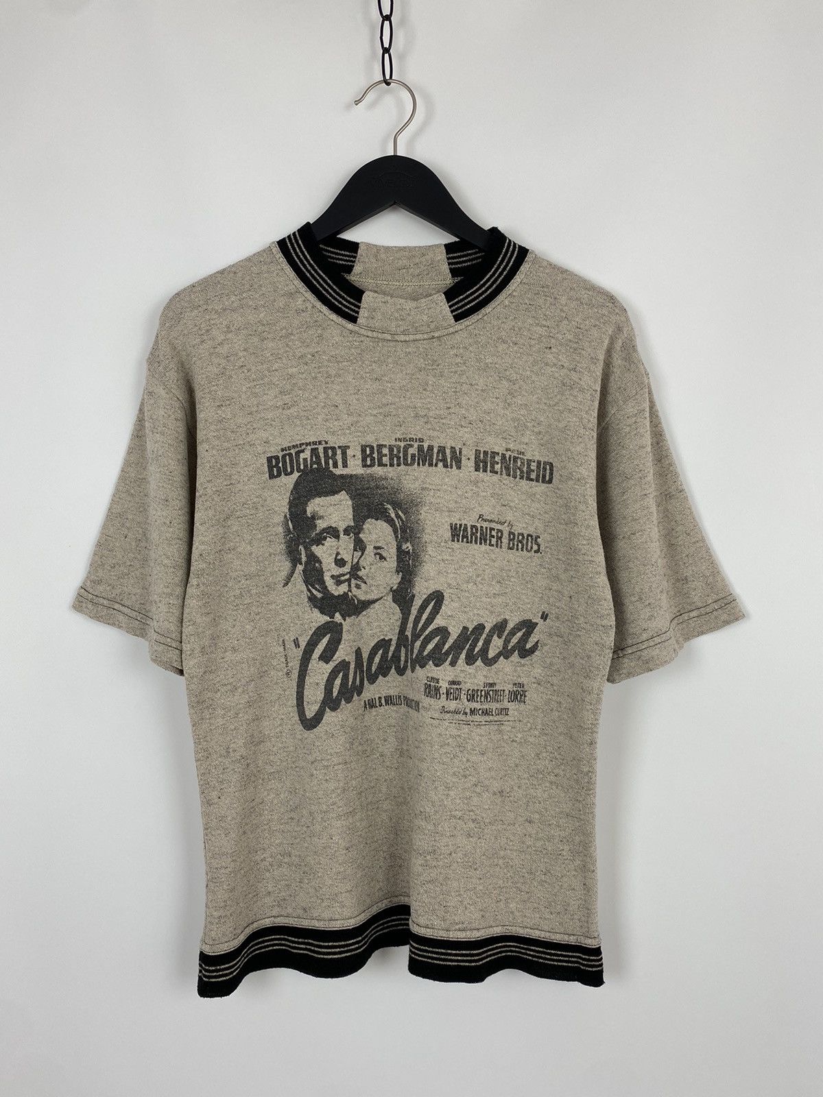 image of Movie x Vintage Casablanca Warner Bros T-Shirt in Beige, Men's (Size Medium)