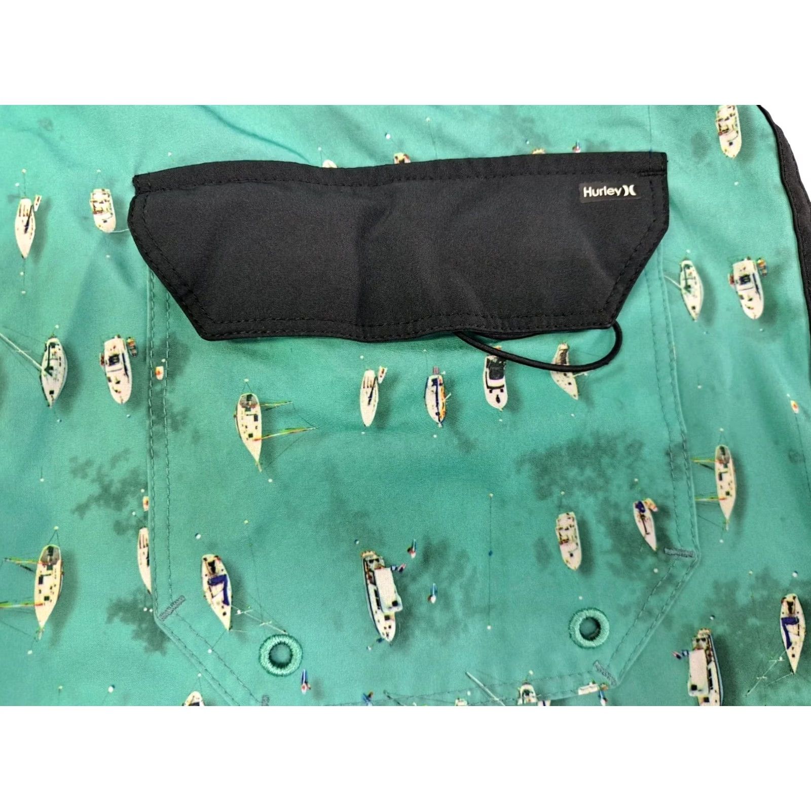 Hurley Hurley Mens Phantom Board Shorts Green Boat Print Size 29 7" #7446 Size US 29 - 7 Thumbnail