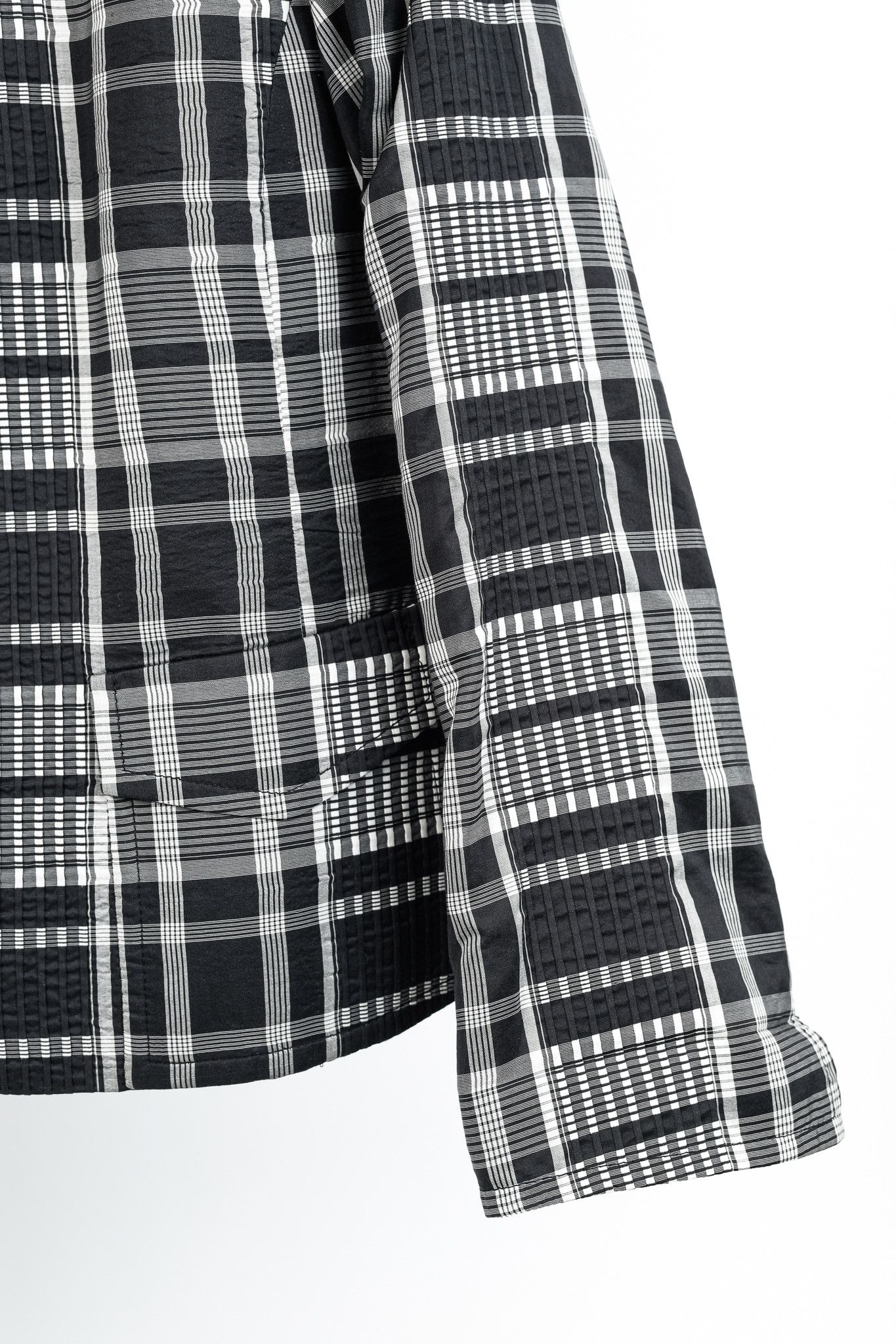 Akris Akris Punto Black & White Cotton Plaid Pintuck Blazer Size L / US 10 / IT 46 - 6 Thumbnail