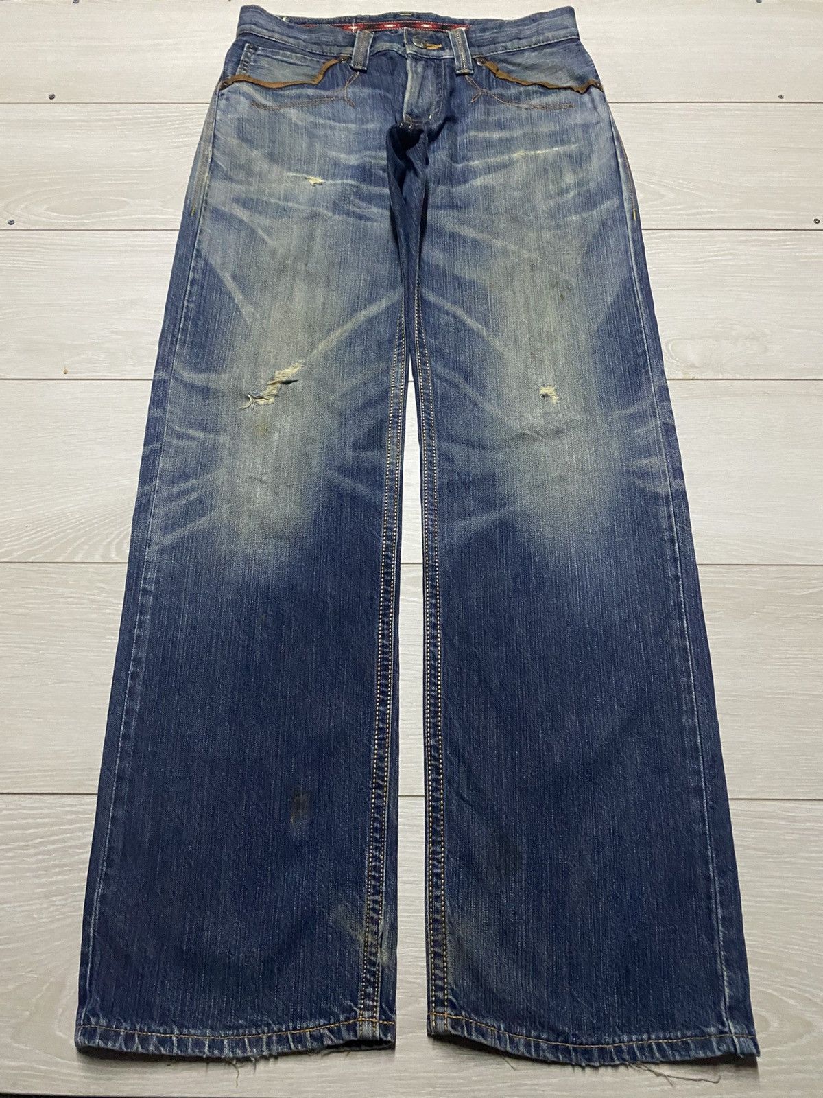 Junya Watanabe Vintage Edwin XV Mud Wash Diatressed Baggy Jeans Size US 32 / EU 48 - 1 Thumbnail