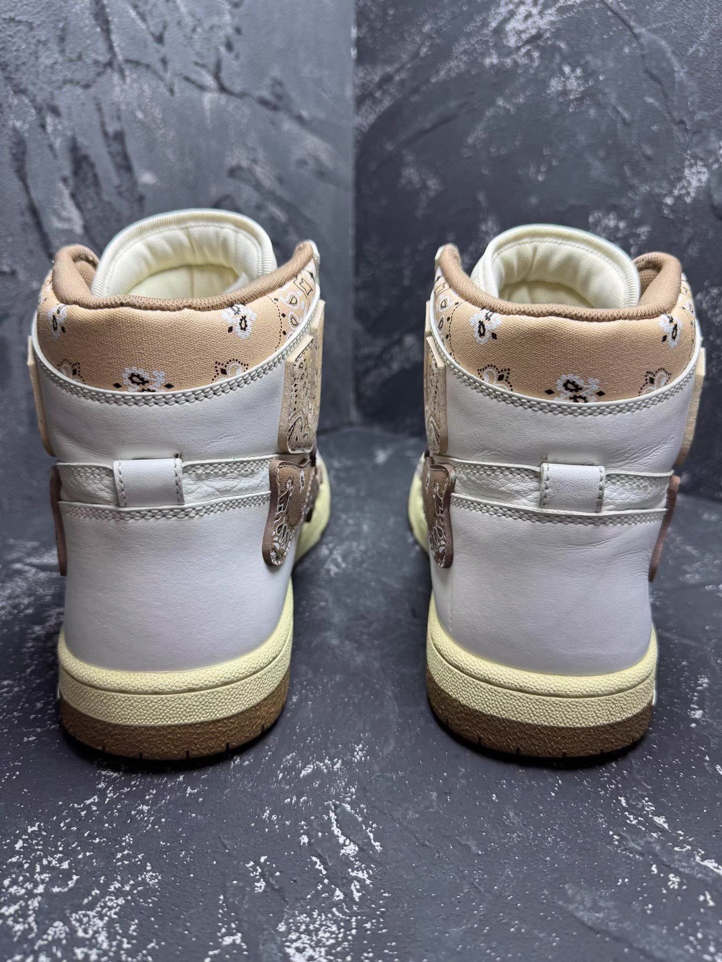 Amiri AMIRI High-Top White & Brown Paisley Bone Sneakers Q10 Size US 11 / EU 44 - 6 Thumbnail