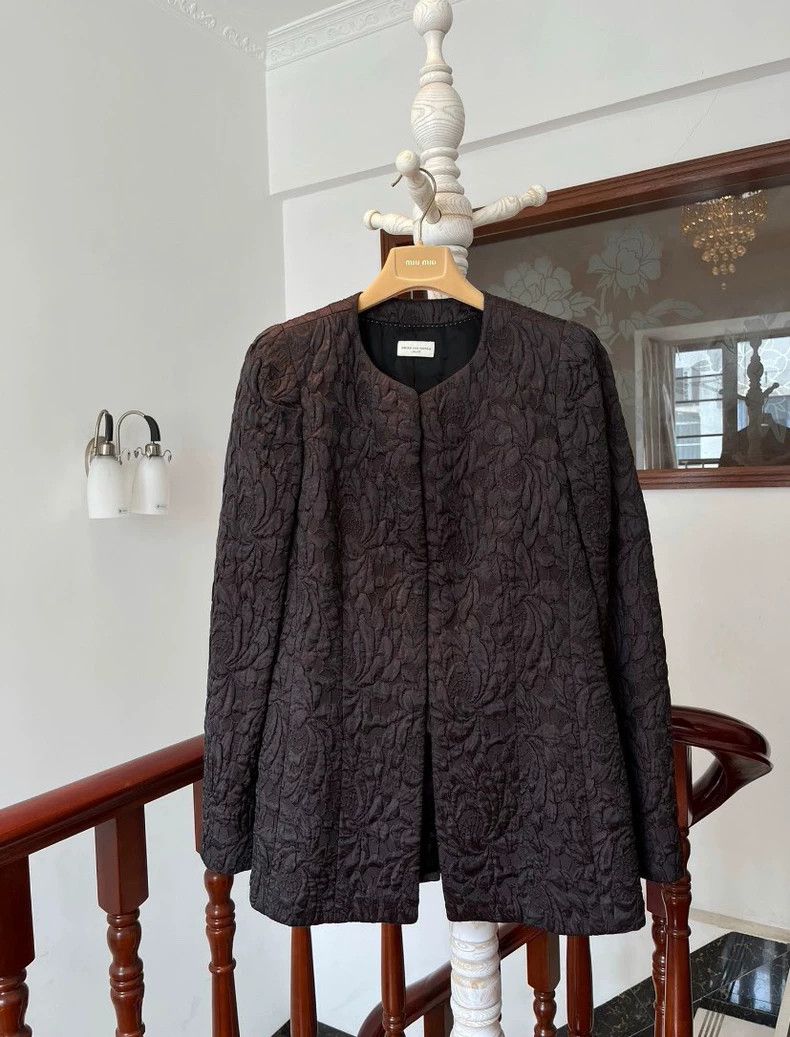Dries Van Noten Wool flower jacquard jacket coat