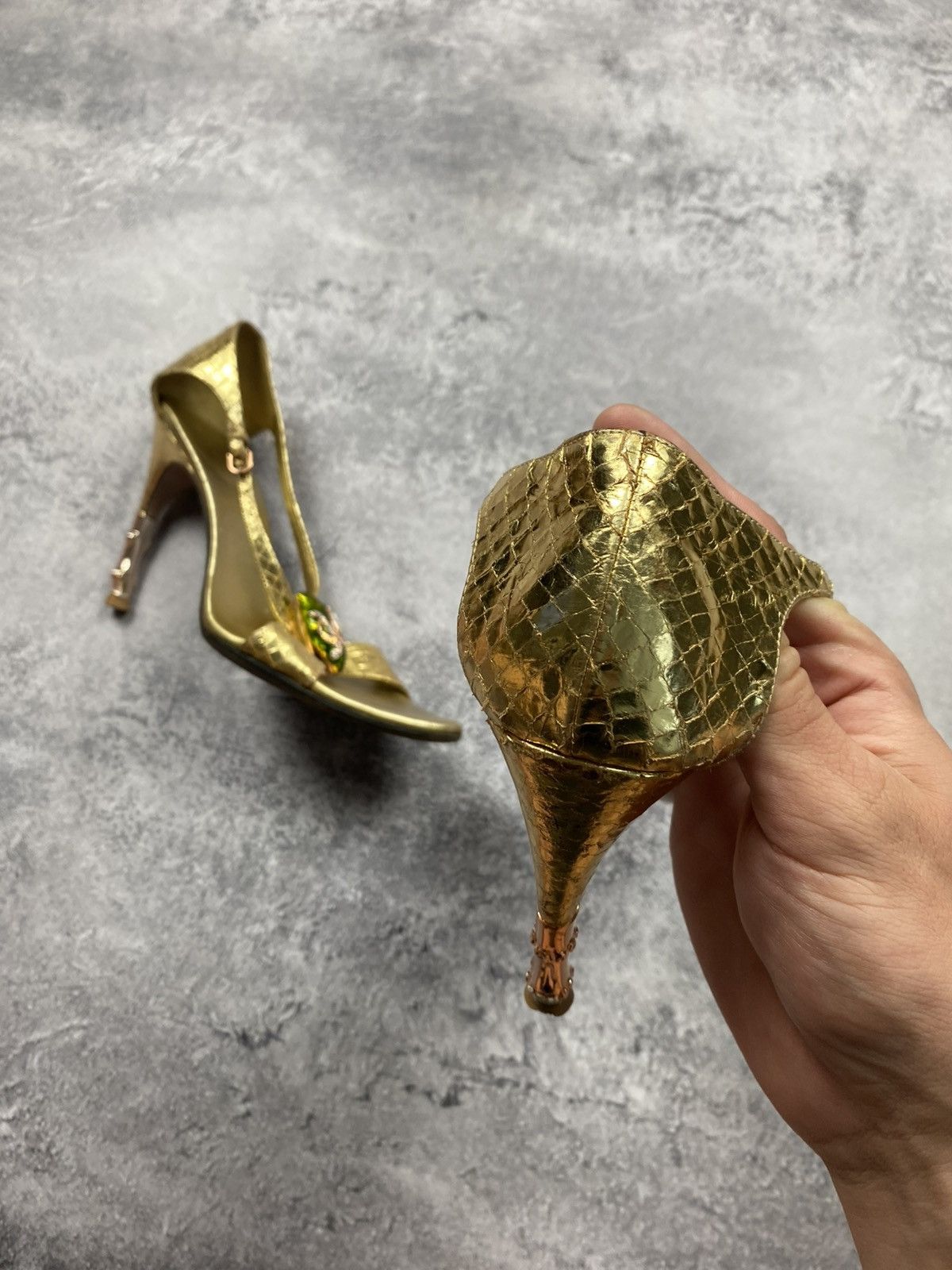 Gucci Gucci by Tom Ford SS04 Vintage Gold Python Bamboo Heel Snake Size US 7 / IT 37 - 22 Thumbnail