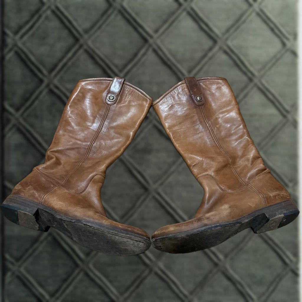 Frye Frye Melissa 3478813 Button Riding Tall Cognac Brown Leather Size 9B Boots Mens Womens Girls Boys? Size US 9 / IT 39 - 1 Thumbnail