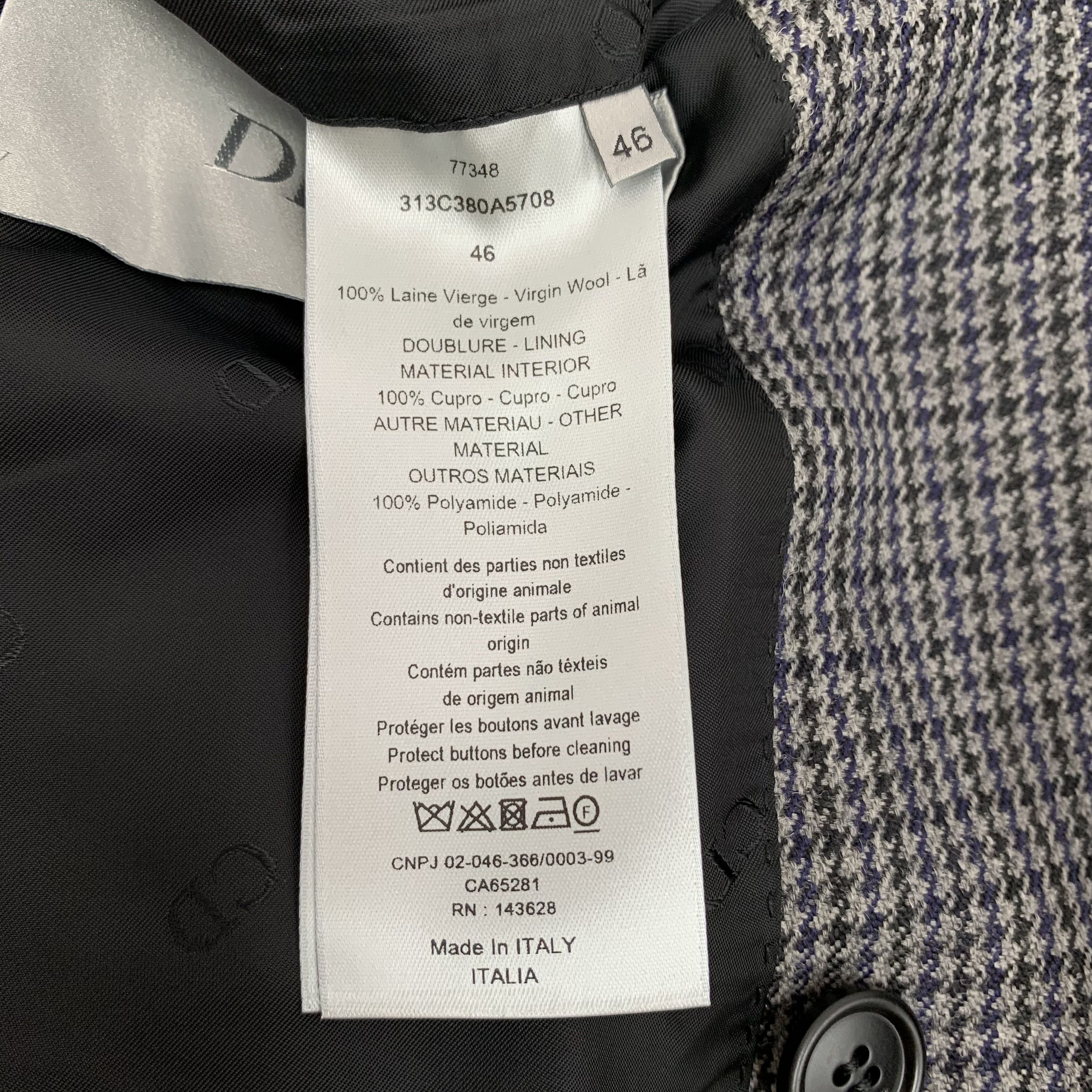 Dior Dior Grey Houndstooth Wool Double-Breasted Coat (Size 46) Size US S / EU 44-46 / 1 - 3 Thumbnail