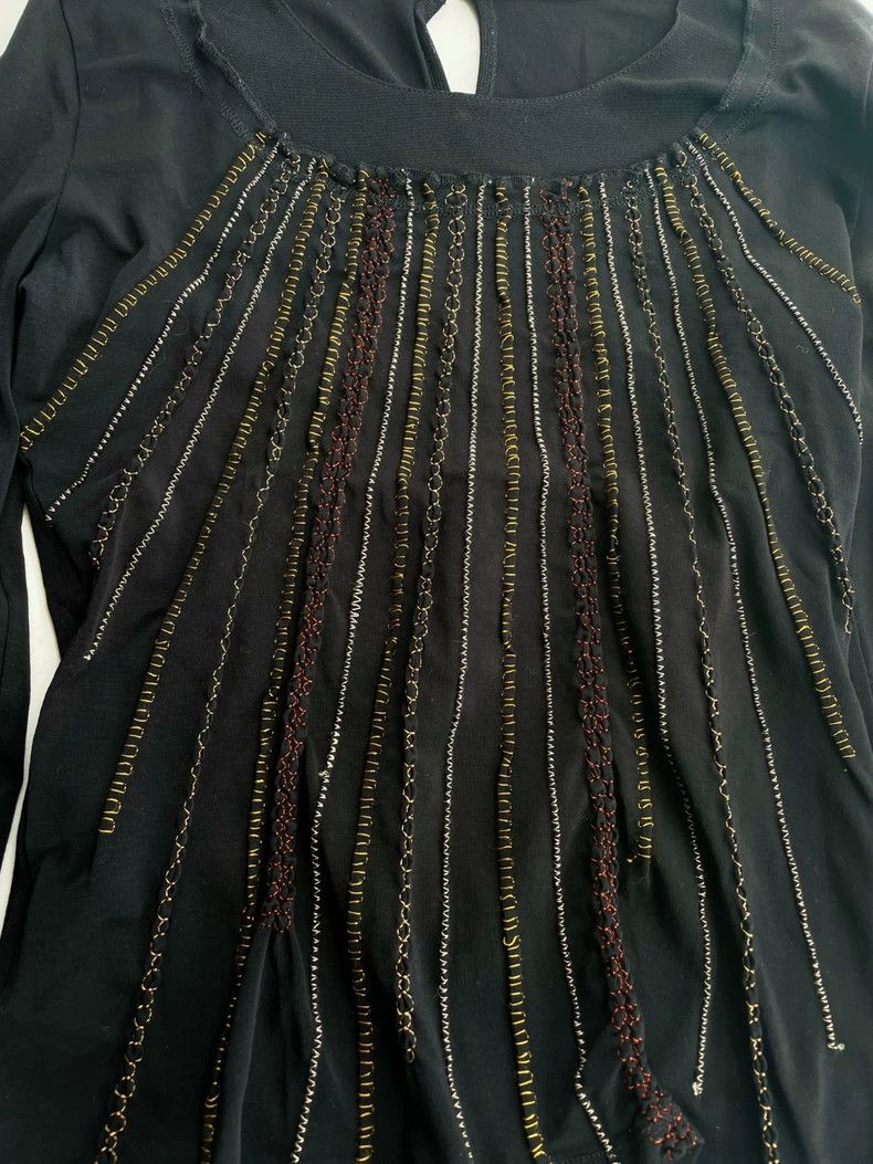 Jean Paul Gaultier Jean Paul Gaultier Embroidered Long Sleeve T-Shirt 2504-Nex Size S / US 4 / IT 40 - 2 Thumbnail