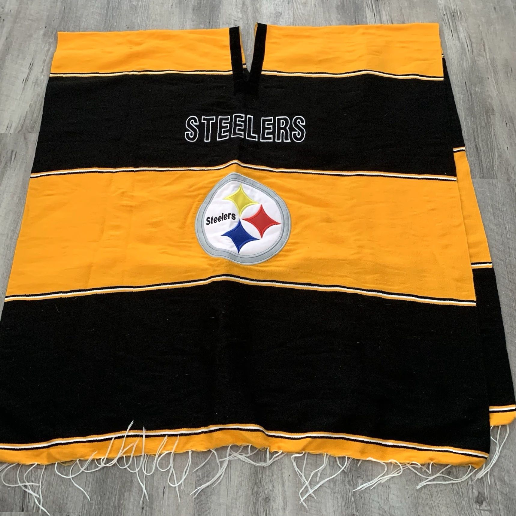 NFL NFL Steelers Poncho Pullover Shirt Men One Size Black Gold Fringe Multicolor Striped Long Casual All Seasons Embroidered Size US M / EU 48-50 / 2 - 6 Thumbnail