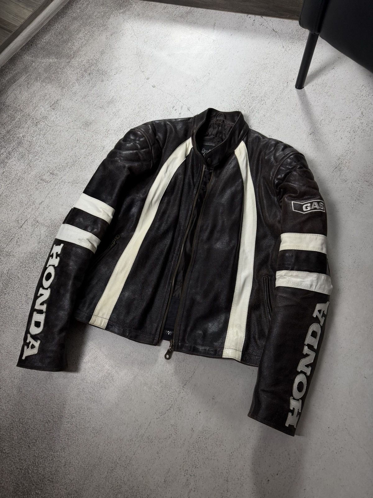 Honda Honda Gas Real Leather Vintage Racing Avantgarde Jacket Size US L / EU 52-54 / 3 - 3 Thumbnail