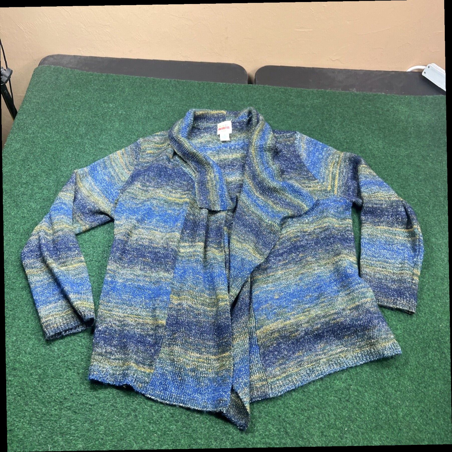 Vintage Ruby Rd Blue Green Striped Open Front Cardigan Sweater Womens Size 1X Size XL / US 12-14 / IT 48-50 - 1 Thumbnail