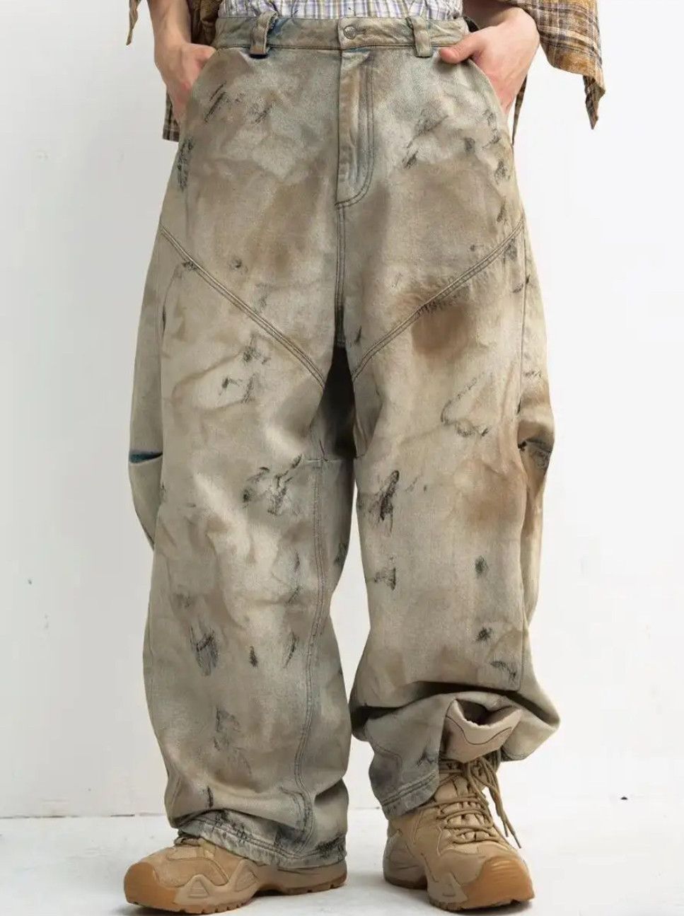 Yellow Mud Dyed Dirty Jeans