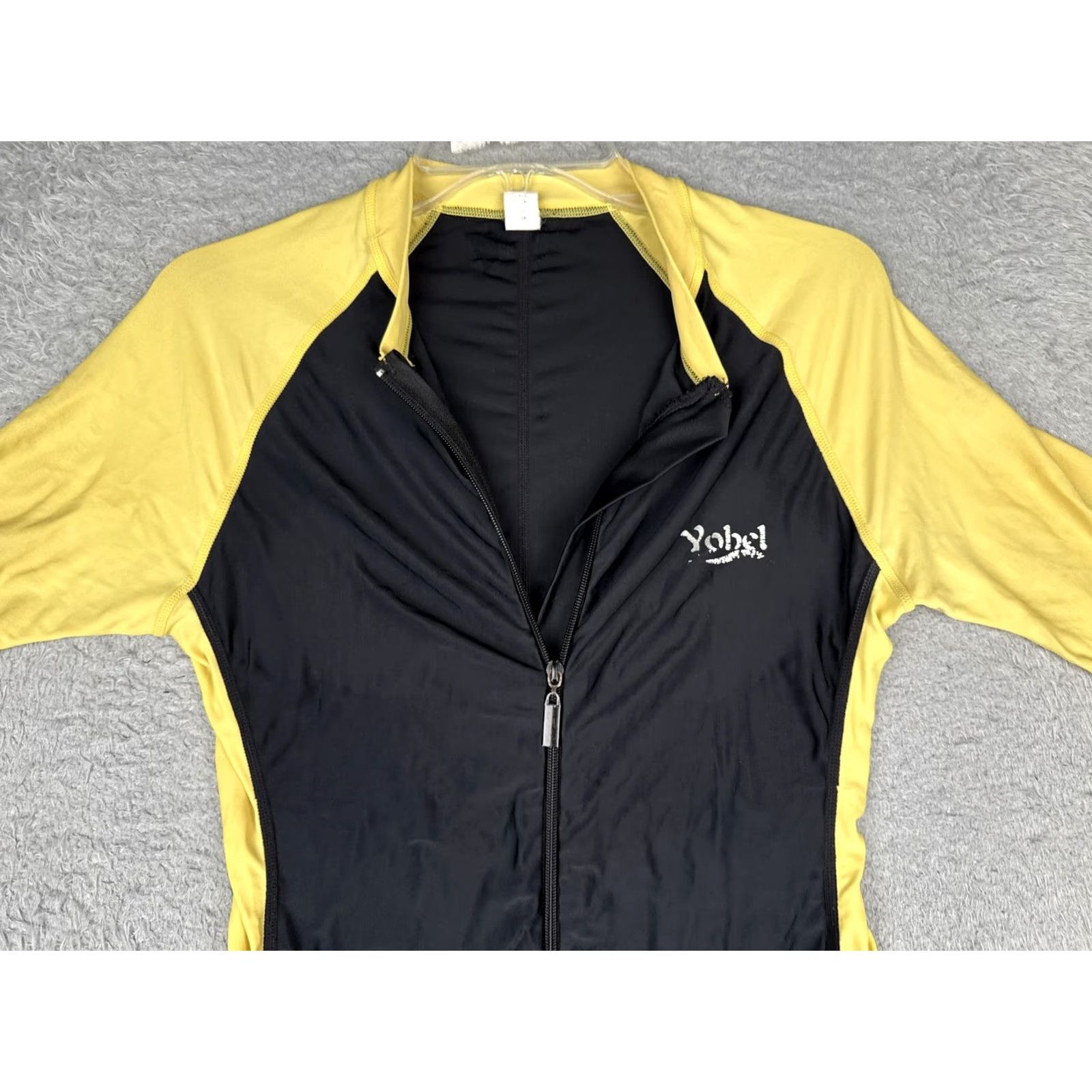 Swims Yob! UV Sun Suit Womens XL Black Yellow Colorblock Zip Short Sleeve Swim Surf Size 40" / US 18 - 4 Thumbnail