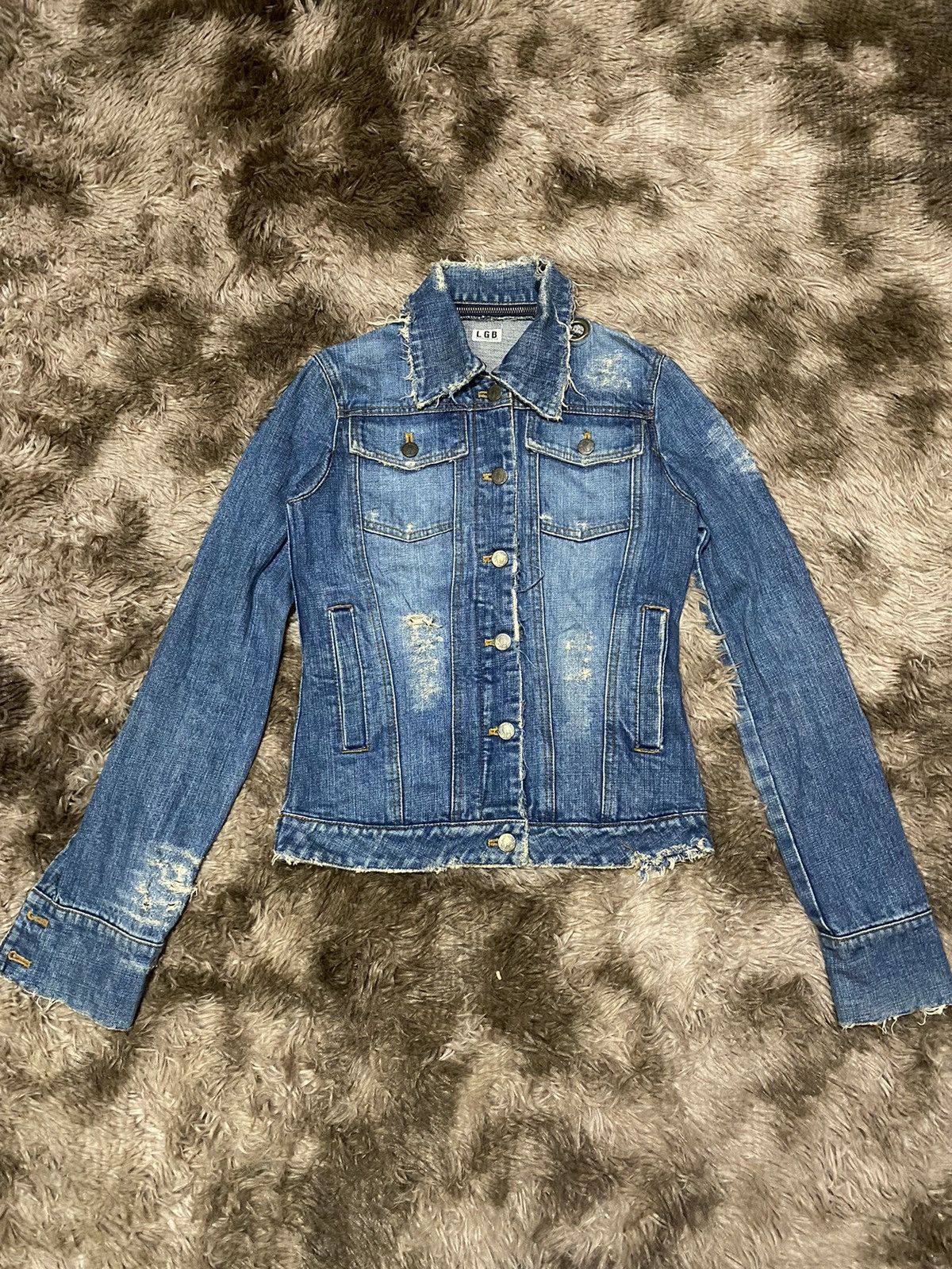 Le Grande Bleu (L.G.B.) Le grand bleu LGB distress denim jacket | Grailed