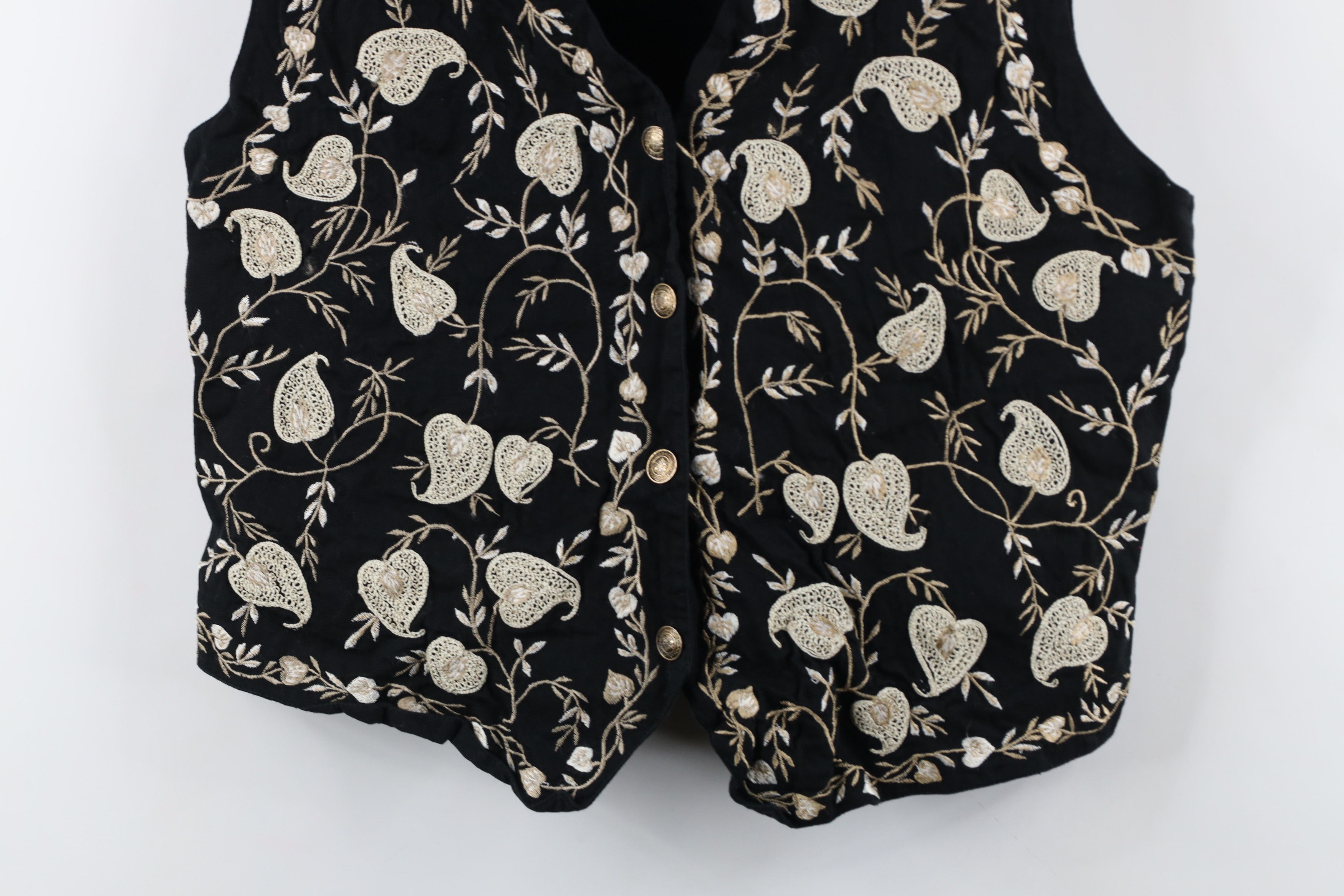 Vintage Vintage 90s Streetwear Embroidered Flower Leaf Tie Back Vest Size M / US 6-8 / IT 42-44 - 3 Thumbnail