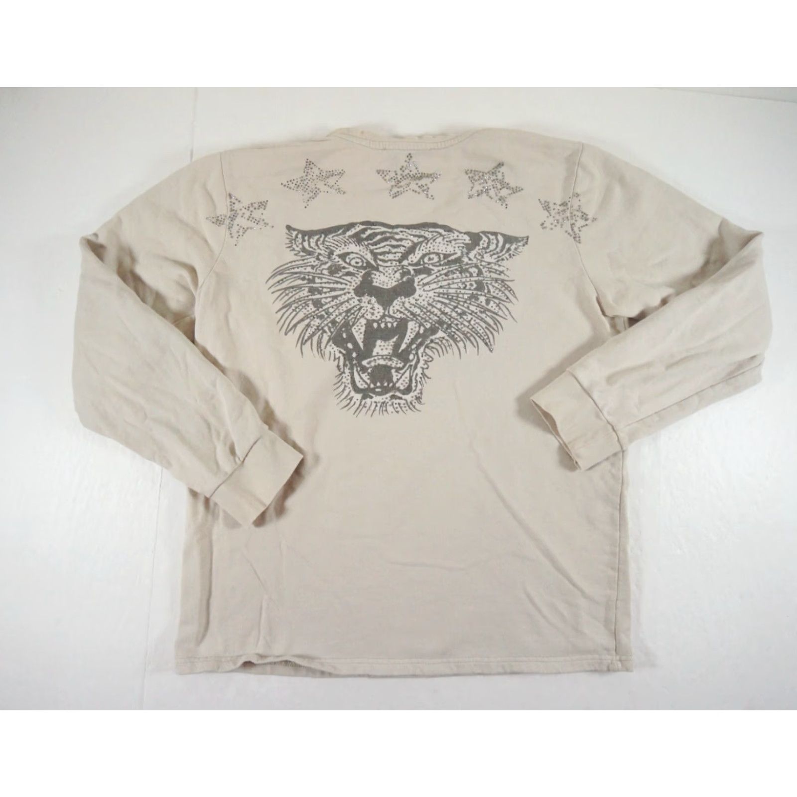 Ed Hardy Ed Hardy Sweater Womens XL Beige Lightweight V-Neck Long Sleeve Pullover Casual Party Size XL / US 12-14 / IT 48-50 - 7 Thumbnail