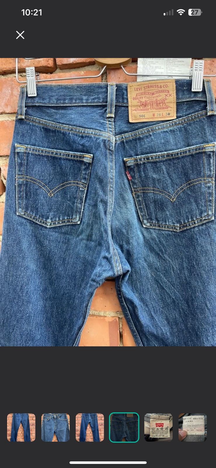 Jean Vintage 90s Levi's 501 Faded Blue Jeans Made in USA Size 28" / US 6 / IT 42 - 4 Thumbnail