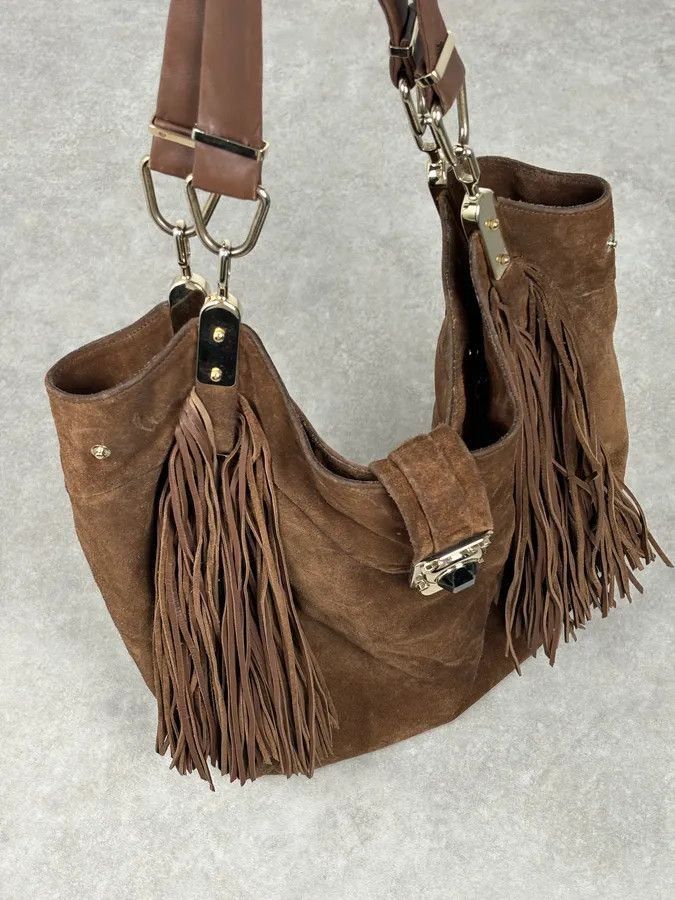 Celine 2000s Celine Brown Suede Fringe Shoulder Bag Size ONE SIZE - 9 Thumbnail