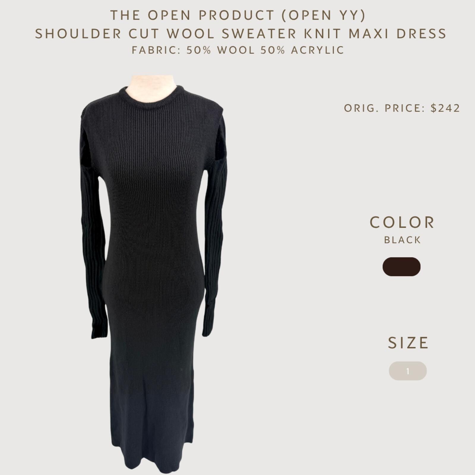 Other Open YY Shoulder Cutout Knit Maxi Dress Black 1 Size L / US 10 / IT 46 - 2 Thumbnail