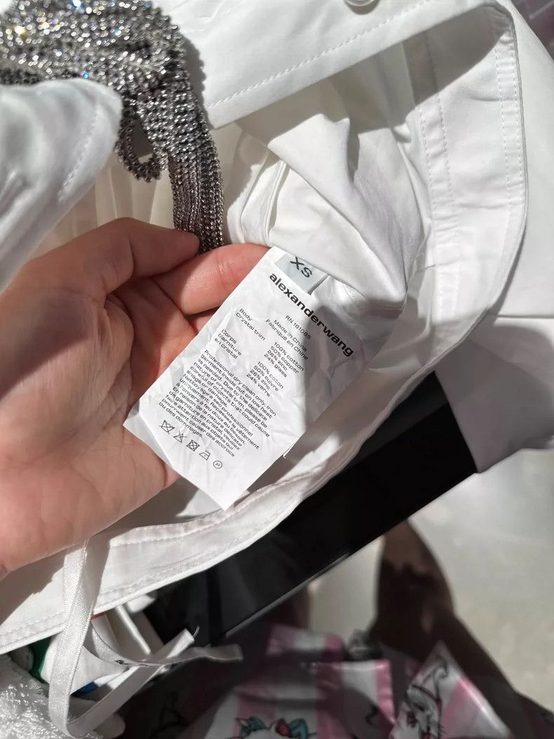 Alexander Wang Alexanderwang White Cropped Shirt- Size XS / US 0-2 / IT 36-38 - 5 Thumbnail