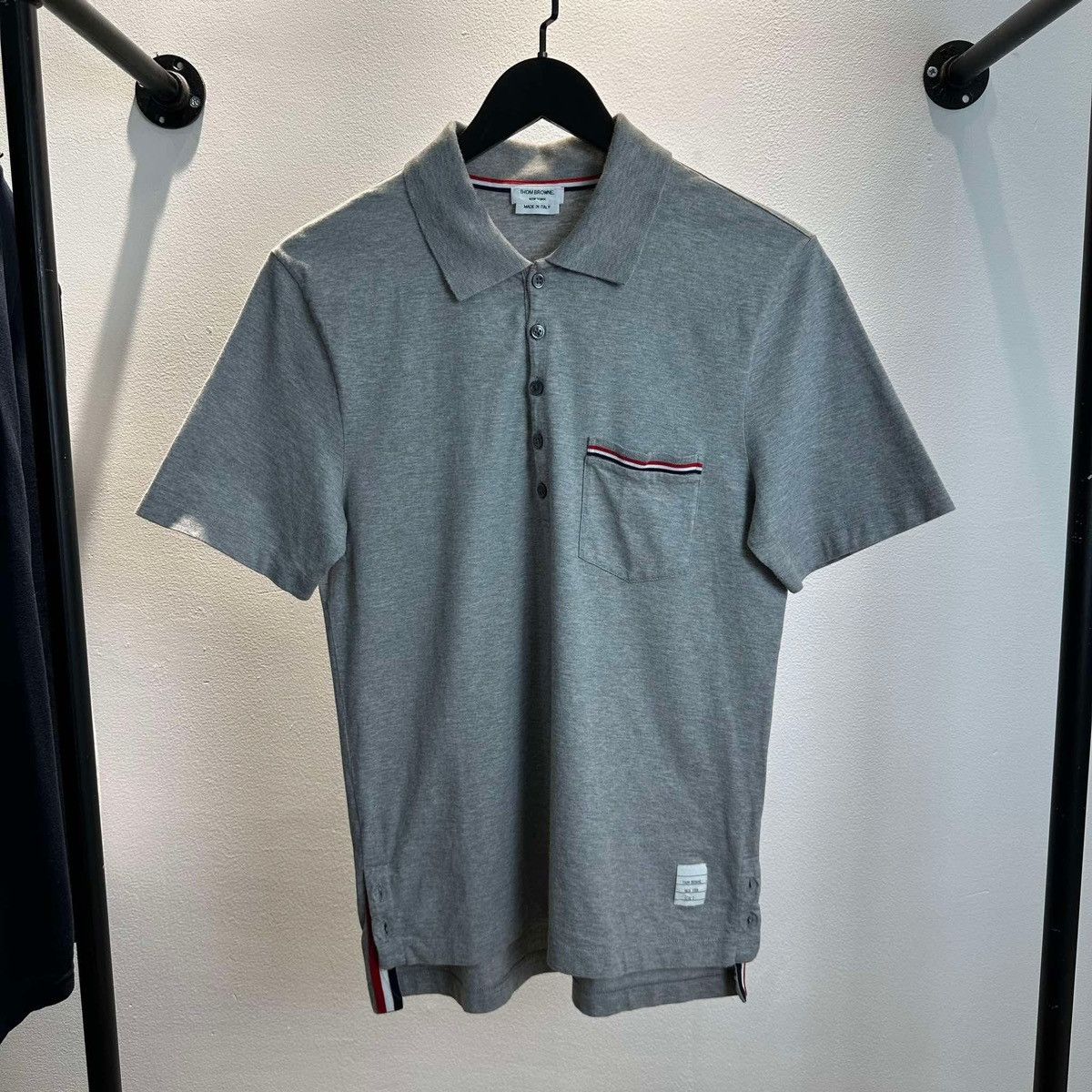 THOM BROWNE STRIPED POLO SHIRT