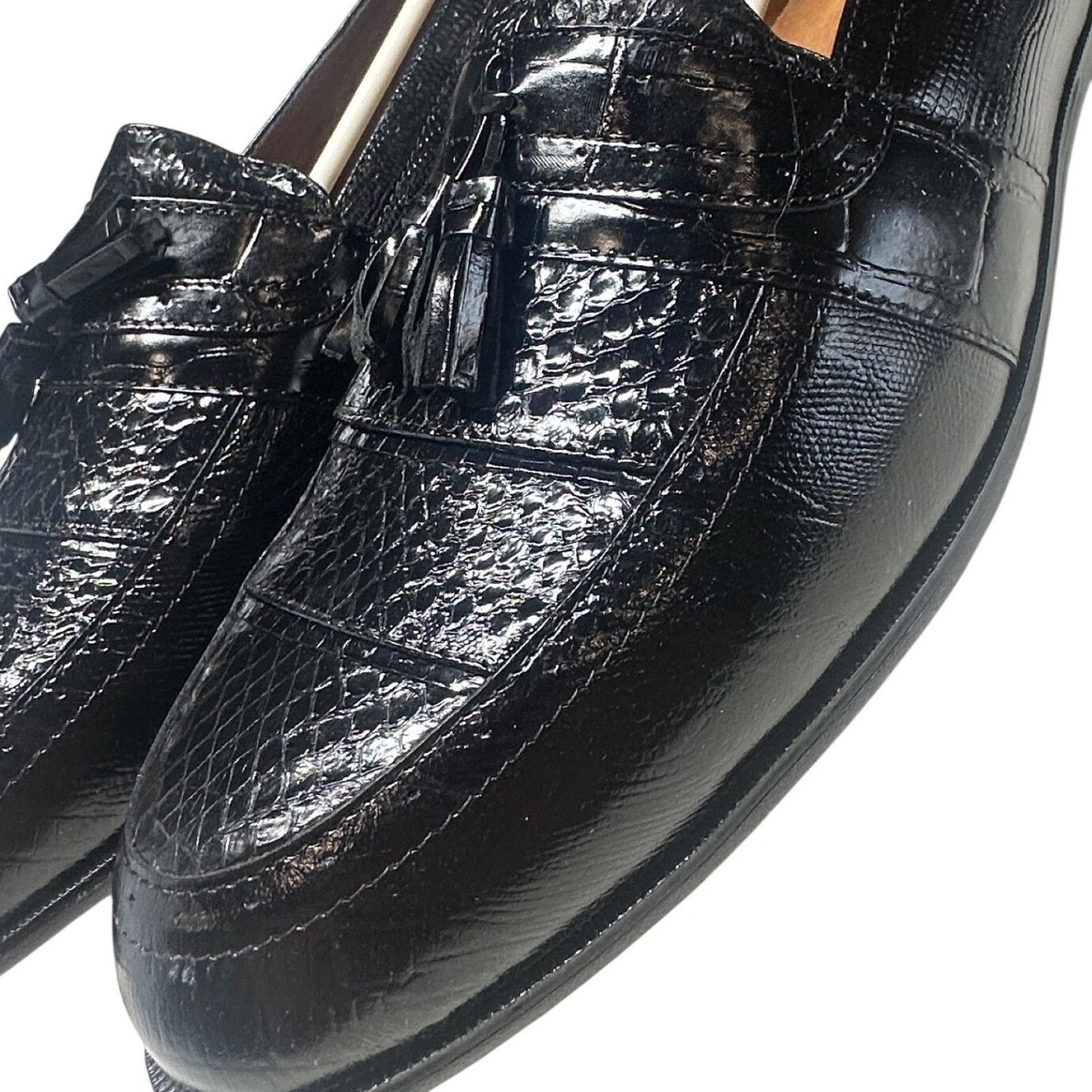 Stacy Adams Stacy Adams 13 Black New Genuine Snake Skin Tassel Loafers Size US 13 / EU 46 - 5 Thumbnail