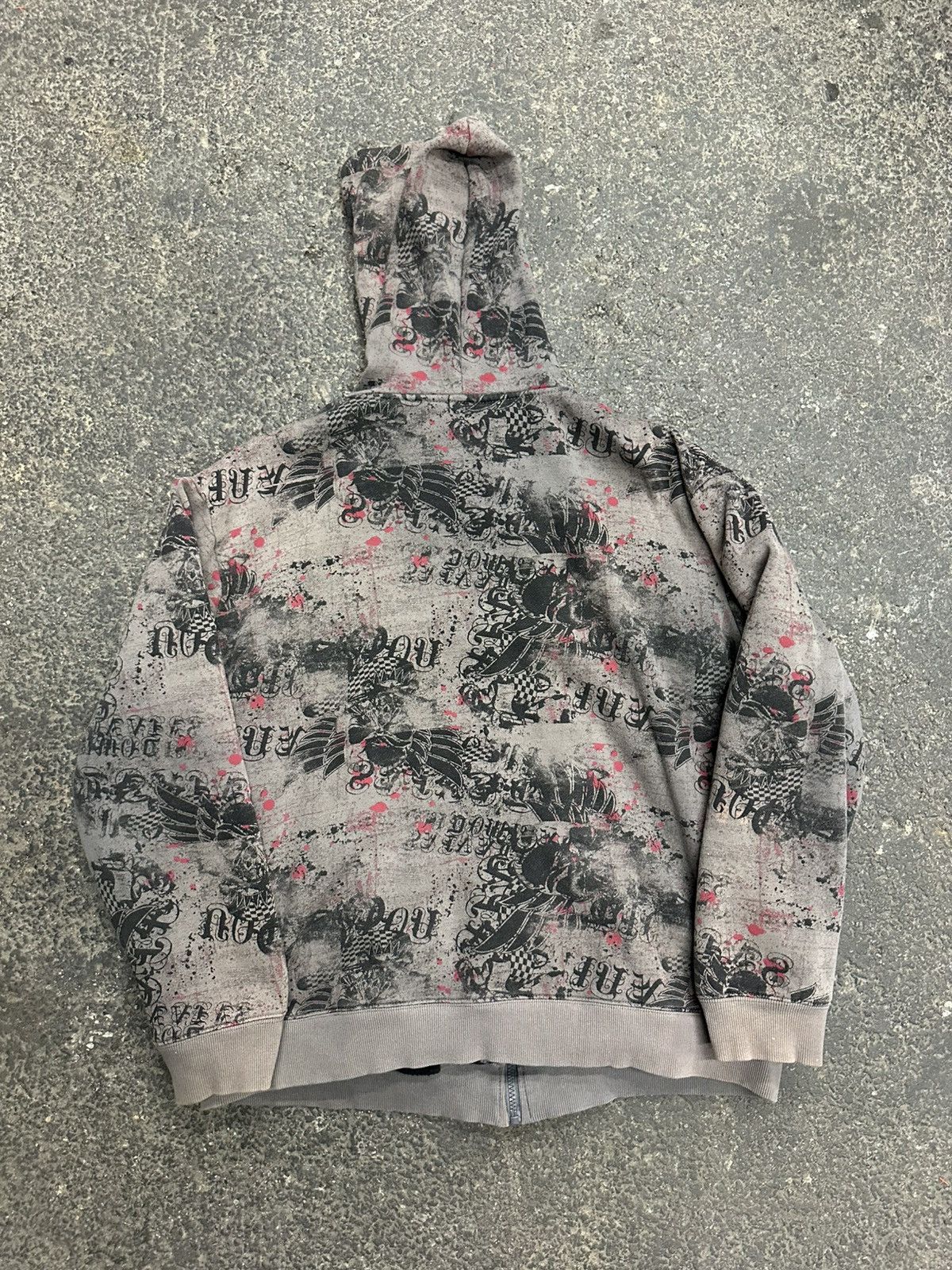 Vintage Y2K grunge skull zip up hoodie Size US L / EU 52-54 / 3 - 8 Thumbnail