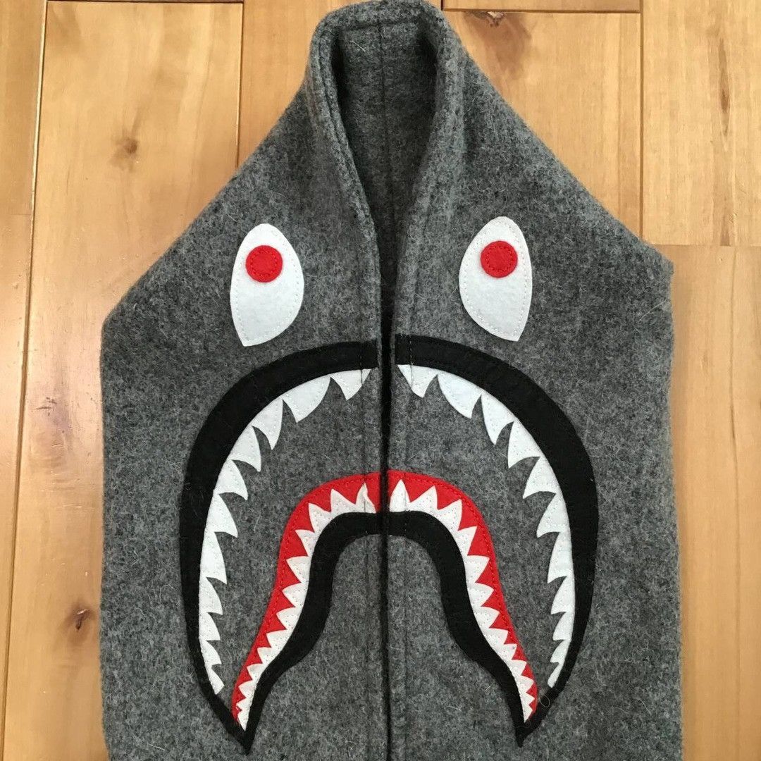 Bape BAPE Melton wool SHARK HOODIE VARSITY JACKET a bathing ape Size US S / EU 44-46 / 1 - 3 Thumbnail