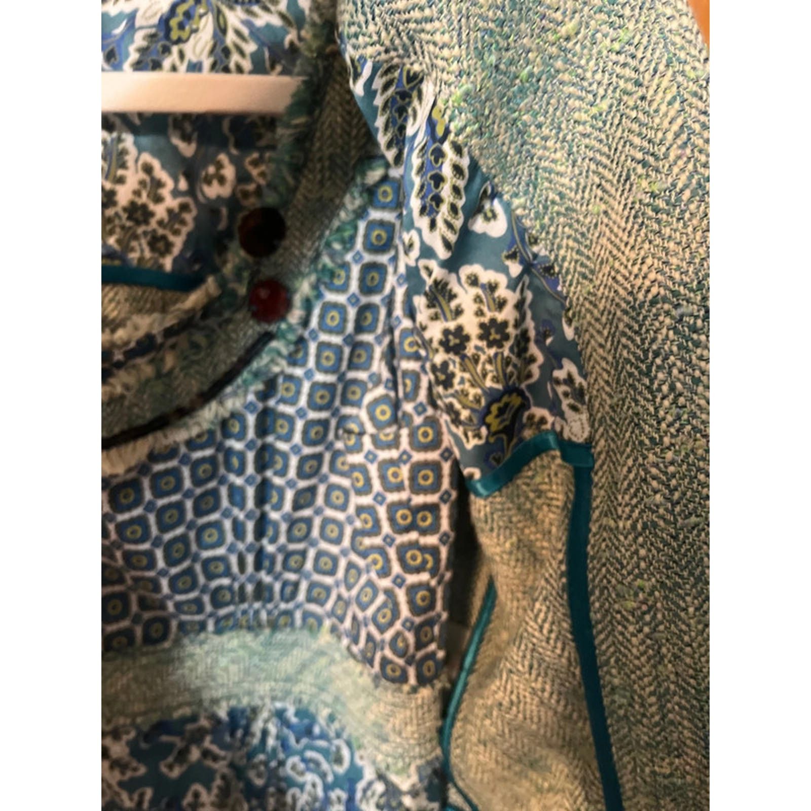 DOROTHEE SCHUMACHER Vtg Schumacher Designer Dress Jacket Green Blue Romania Size XS / US 0-2 / IT 36-38 - 17 Thumbnail