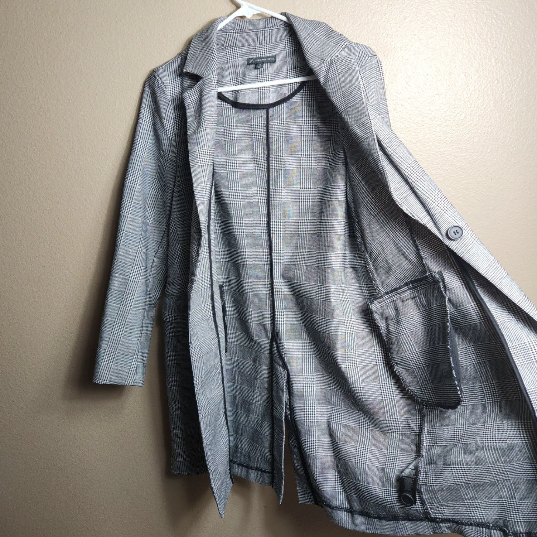 Adrianna Papell Adrianna Papell Womens Glen Plaid/Houndstooth Long Topper Jacket-Size M Size M / US 6-8 / IT 42-44 - 6 Thumbnail