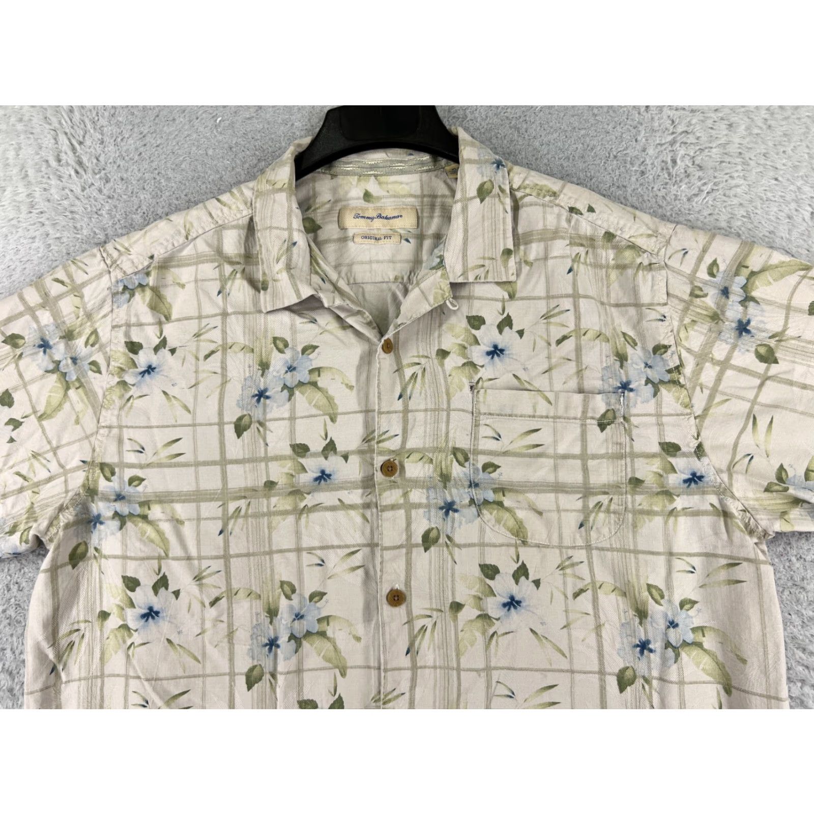 Tommy Bahama Tommy Bahama Shirt Men XL Beige Floral Hawaiian Silk Button Up Pockets Aloha Beach Vacation Resort Button-Up Shirt Size US XL / EU 56 / 4 - 4 Thumbnail
