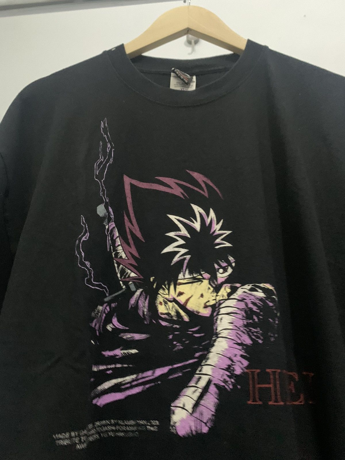 image of Anima x Vintage Hiei Yuyu Hakusho Manga Tees in Black, Men's (Size XL)