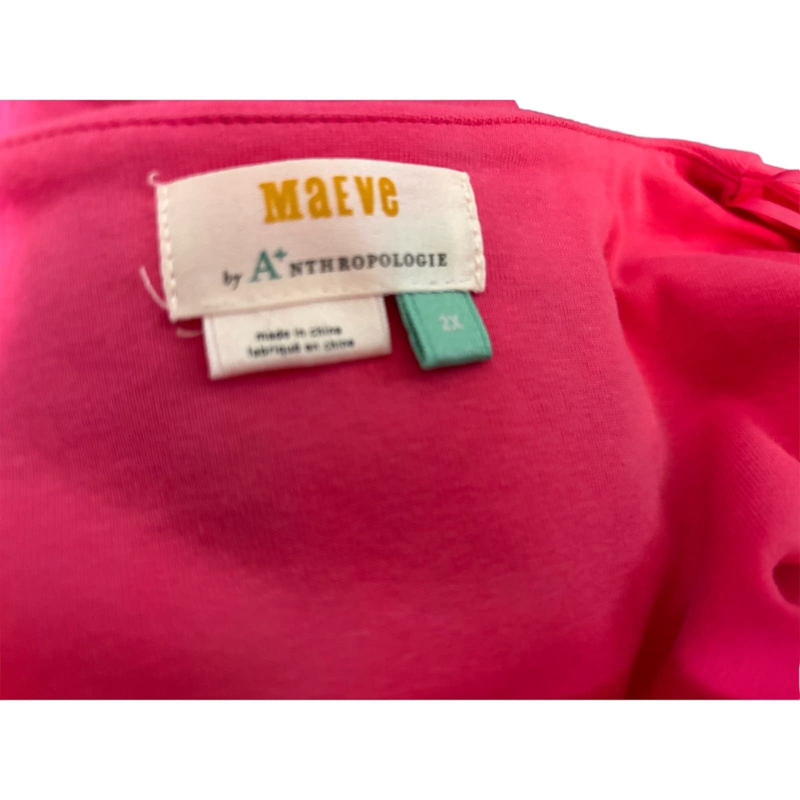Anthropologie Maeve Anthropologie Puff Sleeve Pink Blouse, Plus Size 2X Size XXL / US 16-18 / IT 52-54 - 5 Thumbnail
