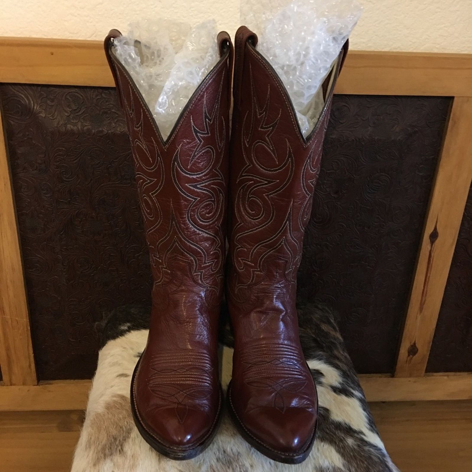 Dan Post Men’s Dan Post wine stitched leather western boots Size US 8.5 / EU 41-42 - 3 Thumbnail
