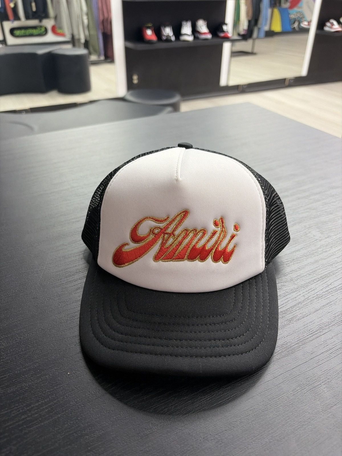 Amiri Groovy Trucker Hat Black White