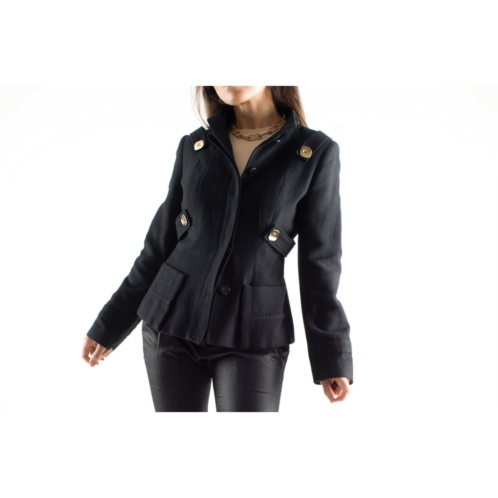 Other Requiem Silk Lined Cotton Blend Black Elegant Jacket Size S / US 4 / IT 40 - 1 Thumbnail