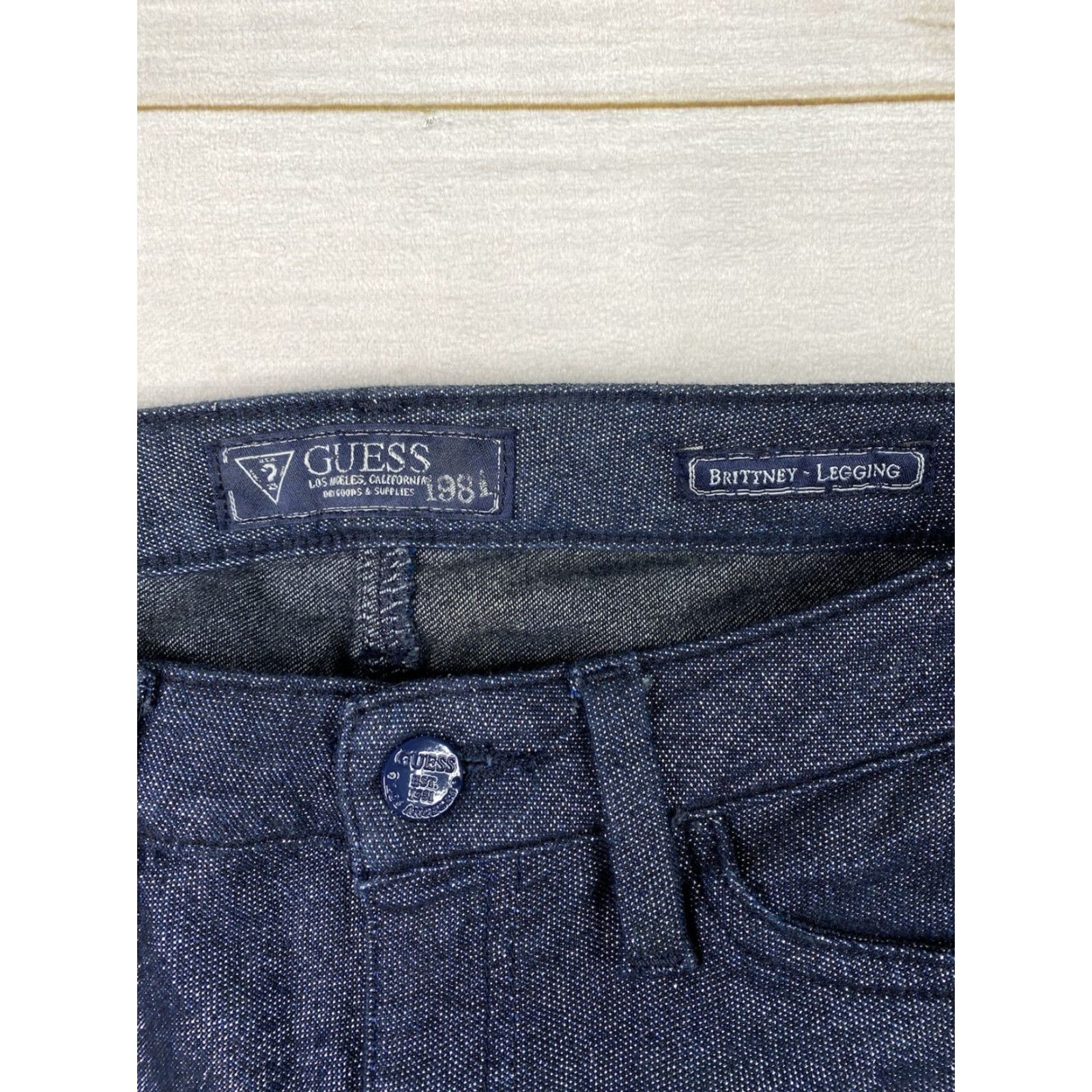 Guess VINTAGE GUESS Jeans Brittney Legging Womens 28 Blue Sparkly Stretch Skinny Glitter Denim Tie? Size 28" / US 6 / IT 42 - 2 Thumbnail