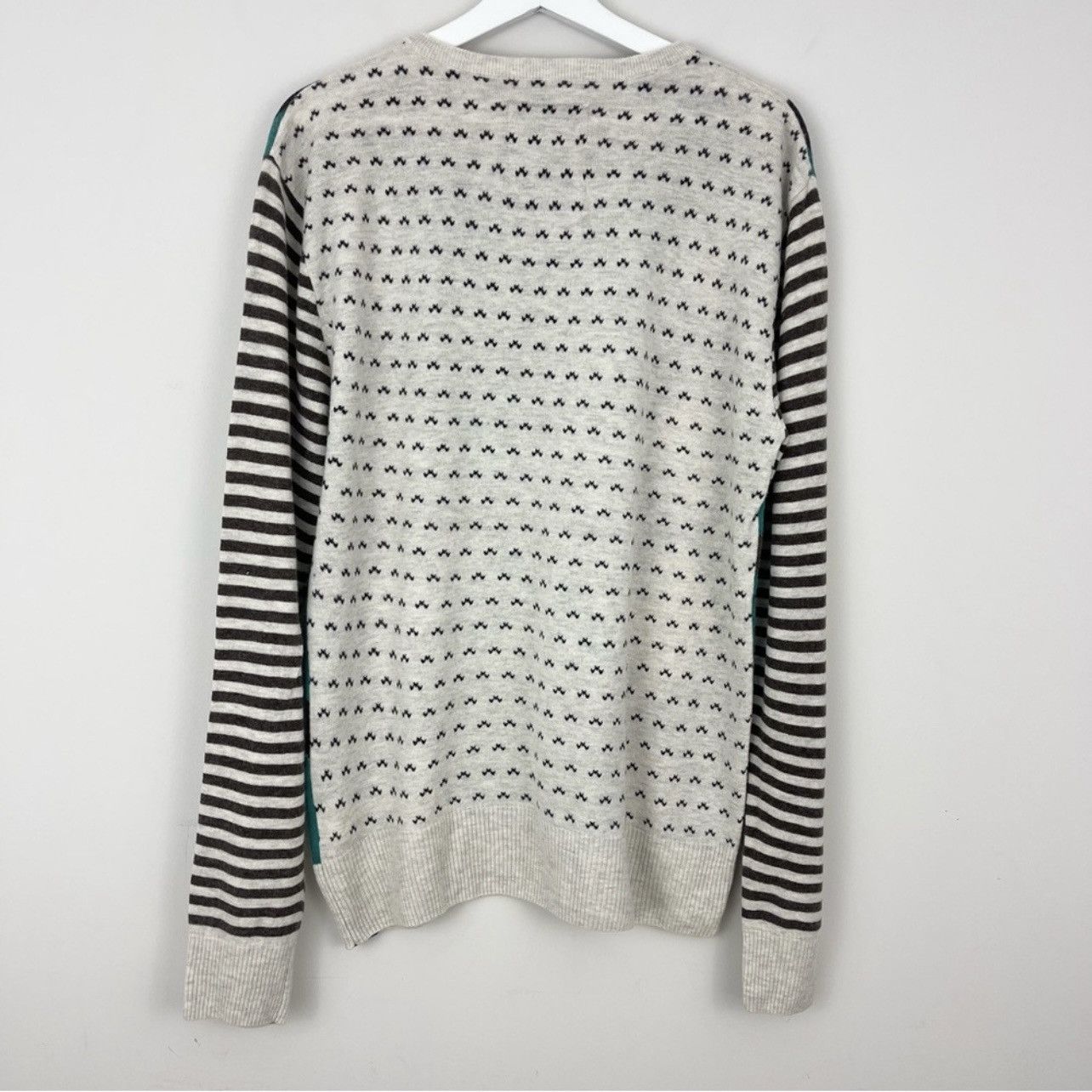 Scotch & Soda Scotch & Soda V-Neck Mixed Print Wool Blend Sweater Size US XL / EU 56 / 4 - 6 Thumbnail
