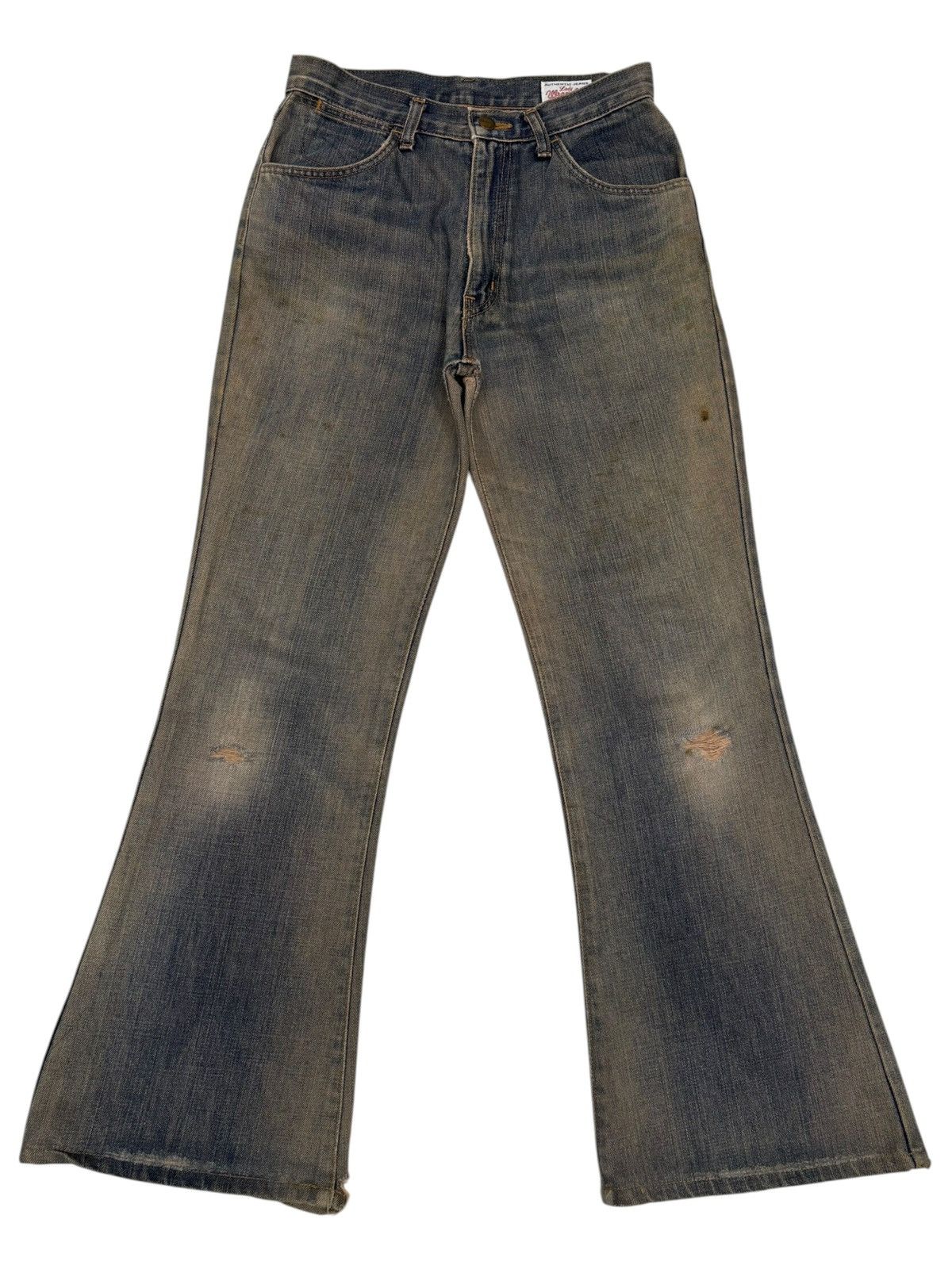 If Six Was Nine FLARE JEAN RUSTY MUD WASH WRANGLER VINTAGE BOOTCUT DISTRESS Size US 27 - 7 Thumbnail