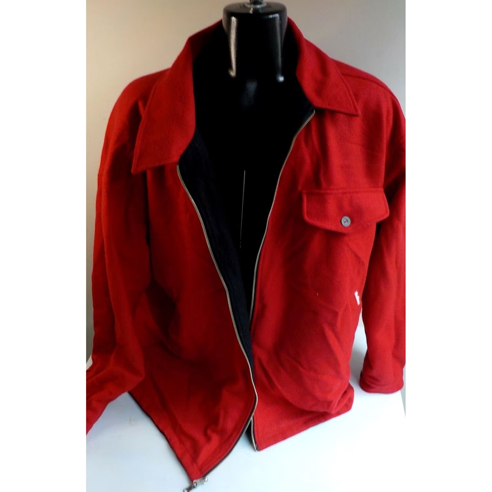 Marlboro Marlboro Mens Zipper Front Reversible Wool Blend Jacket Red/Black XXL Vintage Decade 1980s 2XL Casual Pockets on Both Sides Mens Size US XXL / EU 58 / 5 - 4 Thumbnail