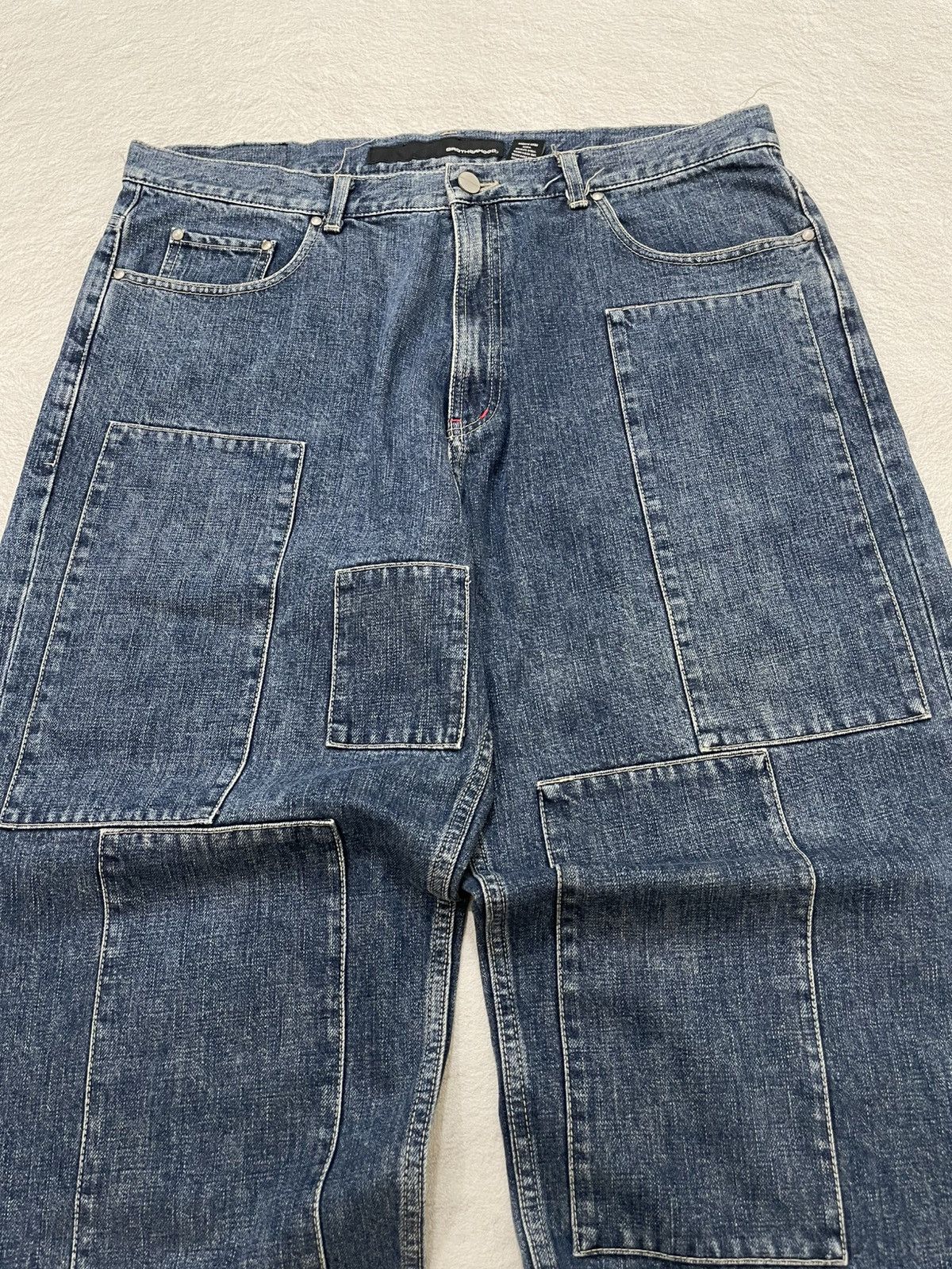 Japanese Brand 2000s Brotherhood Patchwork Wide Leg Jeans Y2K Distressed Size US 38 / EU 54 - 3 Thumbnail