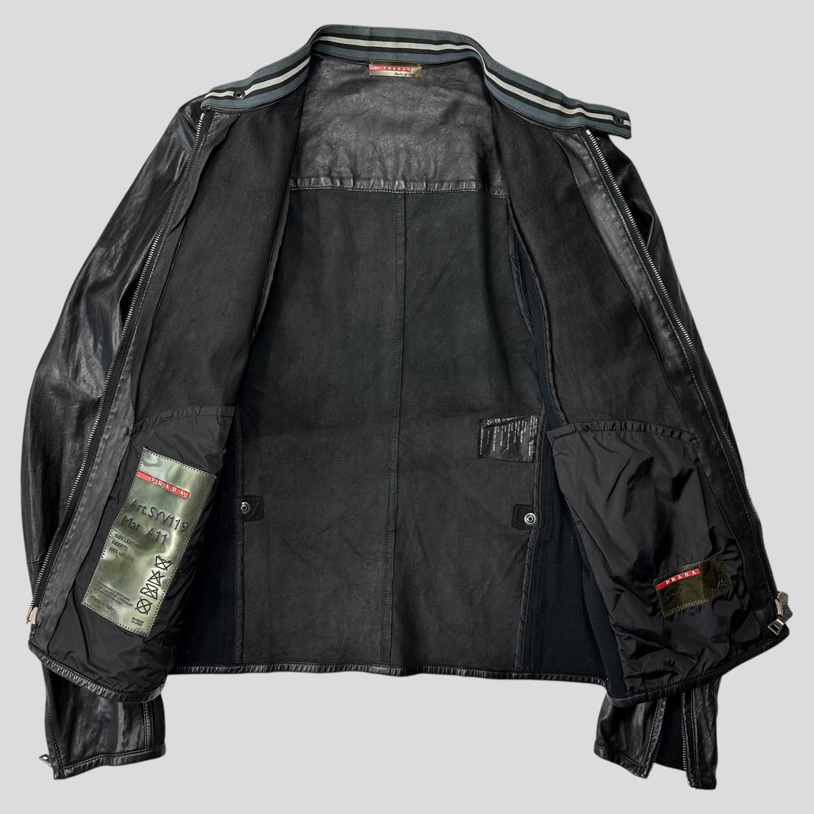 Prada Prada Sport SS00 Leather Biker Curved Panelled Moto Jacket S Size US S / EU 44-46 / 1 - 10 Thumbnail