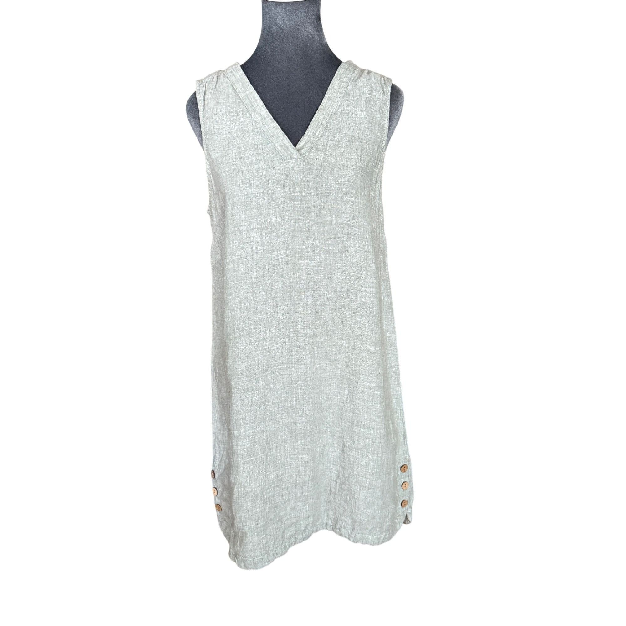 Nicole Miller Nicole Miller 100% Linen Sleeveless V-Neck Tunic Top With Bu Size M / US 6-8 / IT 42-44 - 1 Thumbnail