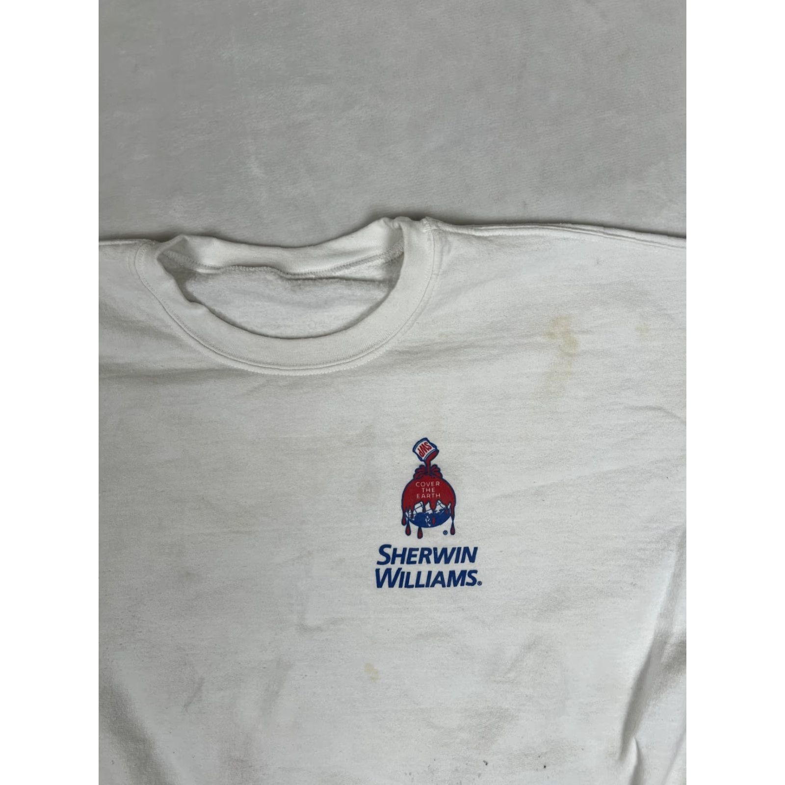 Vintage Sherwin-Williams Sweatshirt Mens XL White Crewneck Graphic Print Logo Fleece Workwear Pullover Size US XL / EU 56 / 4 - 3 Thumbnail