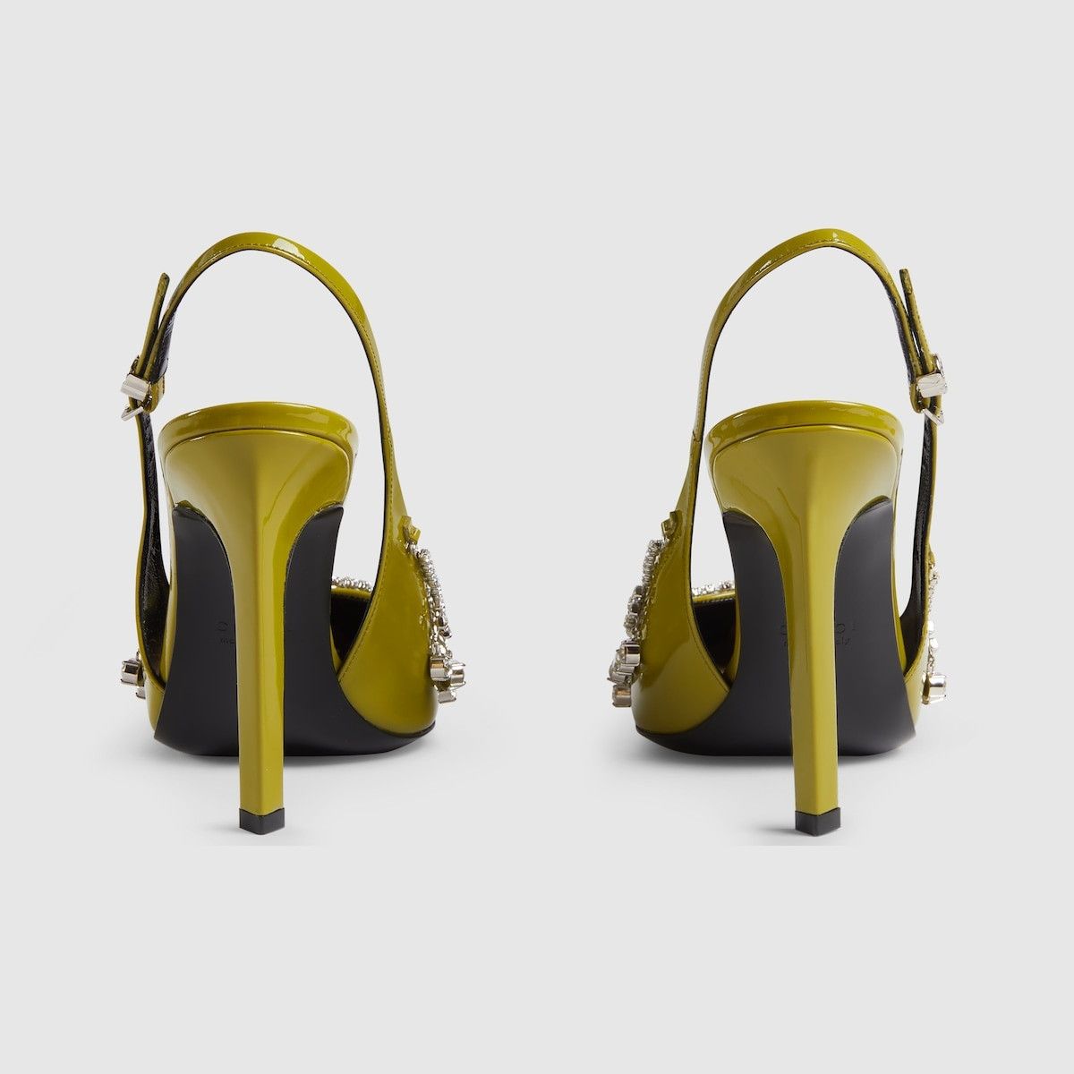Gucci oc11z1025 Pumps With Crystal Chain in Olive Green Size US 7.5 / IT 37.5 - 4 Thumbnail