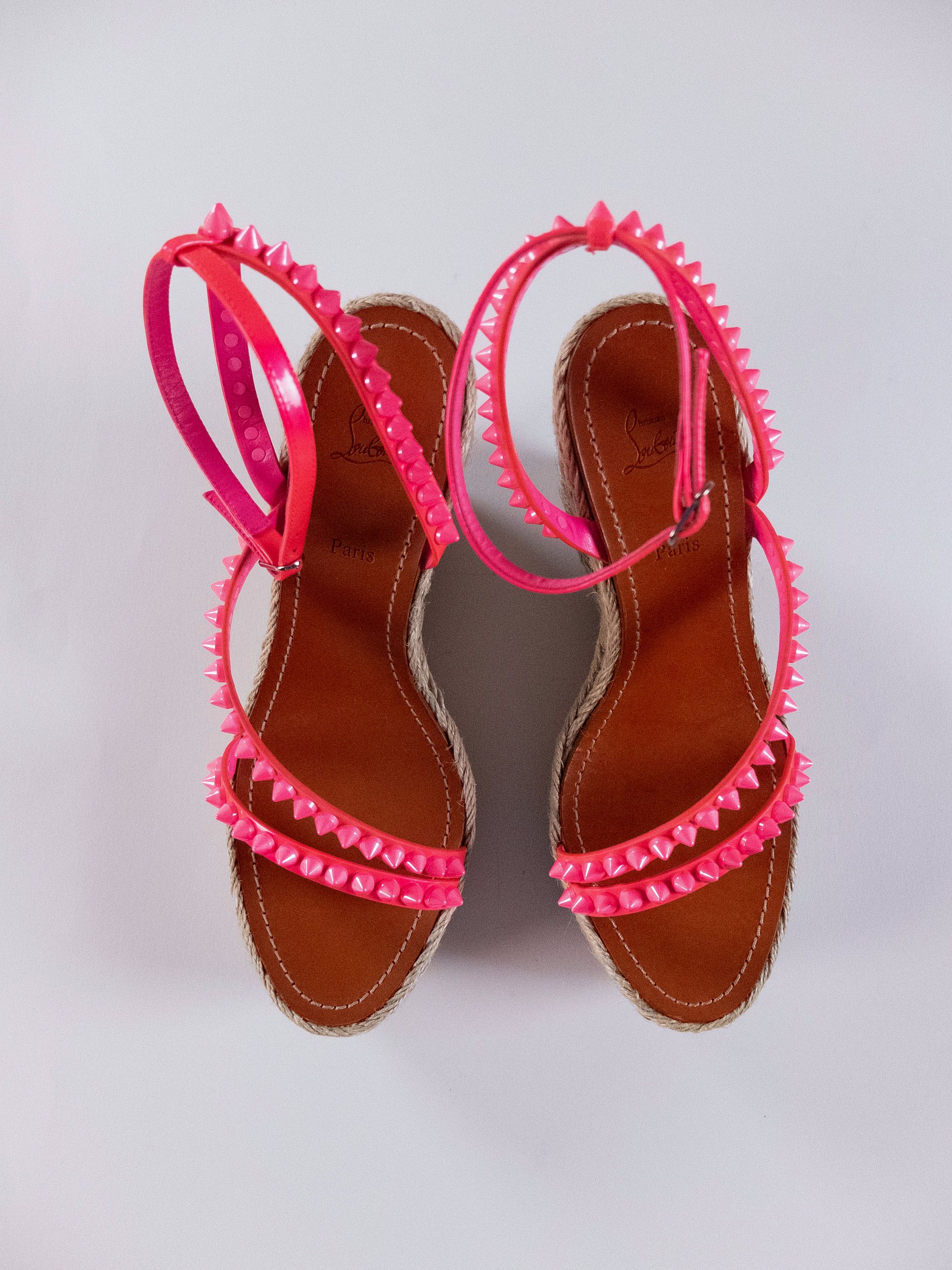 Christian Louboutin CHRISTIAN LOUBOUTIN Mafaldina Spikes pink espadrille sandals Size US 10 / IT 40 - 5 Thumbnail