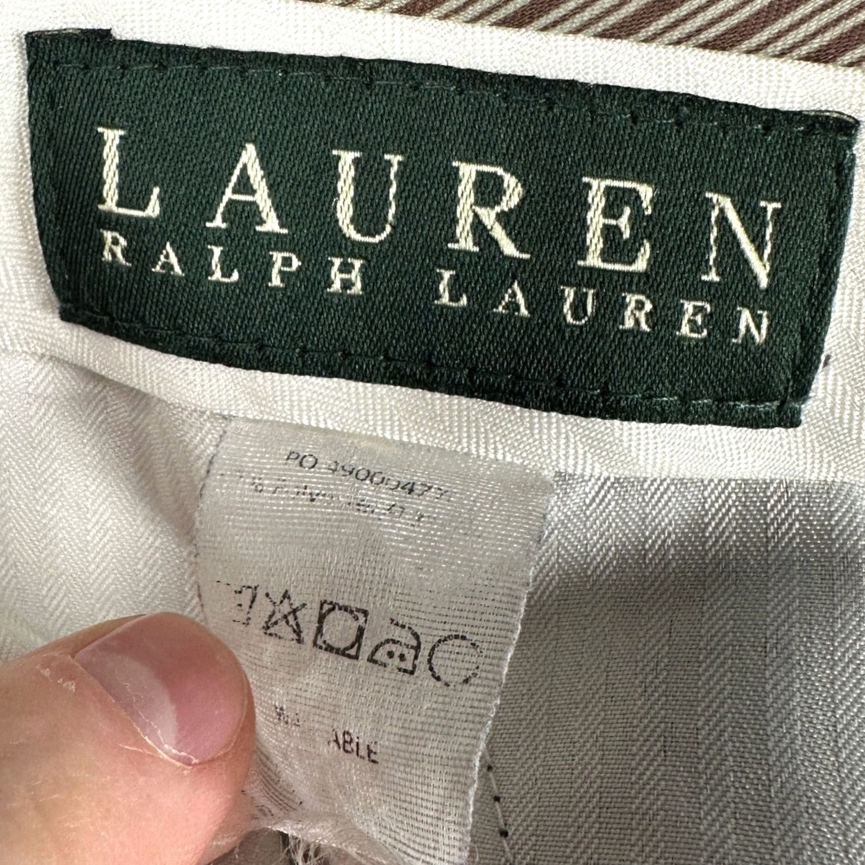 Ralph Lauren Lauren Ralph Lauren Mens Dress Pants 39X30 Tan Grey Houndstooth Pleated Straight Pants Mens 39X30 Beige Belted Slacks Office Formal Pants Mens Size US 39 - 4 Thumbnail