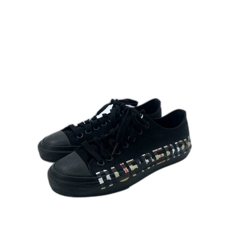 Burberry Burberry Size 38.5 Black Checkered Logo Printed Laced Casual Sneakers Size US 6 / EU 39 - 1 Thumbnail