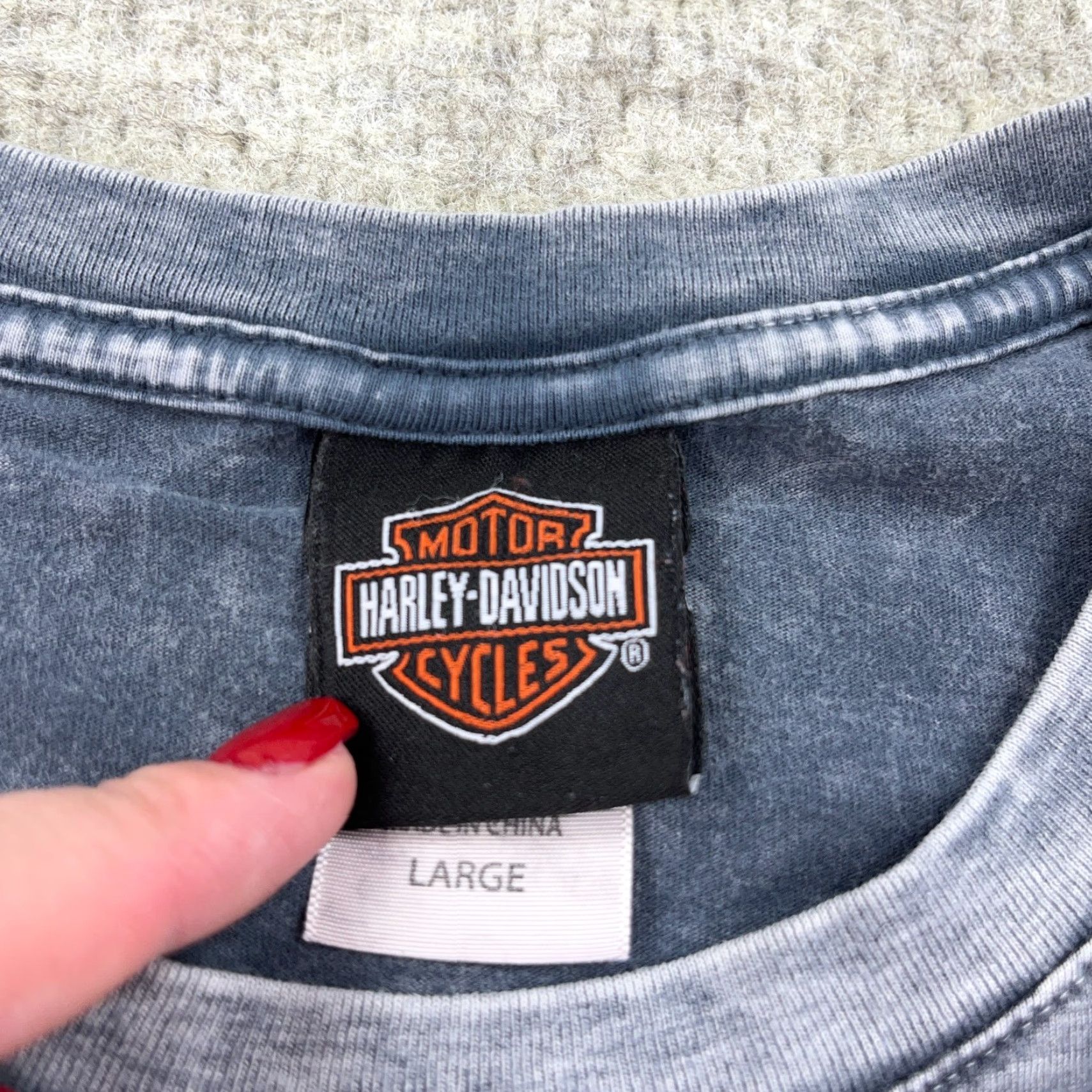Harley Davidson VINTAGE Harley-Davidson Graphic Shirt Men Large Gray Acid Wash 80s Biker Retro Size US L / EU 52-54 / 3 - 6 Thumbnail